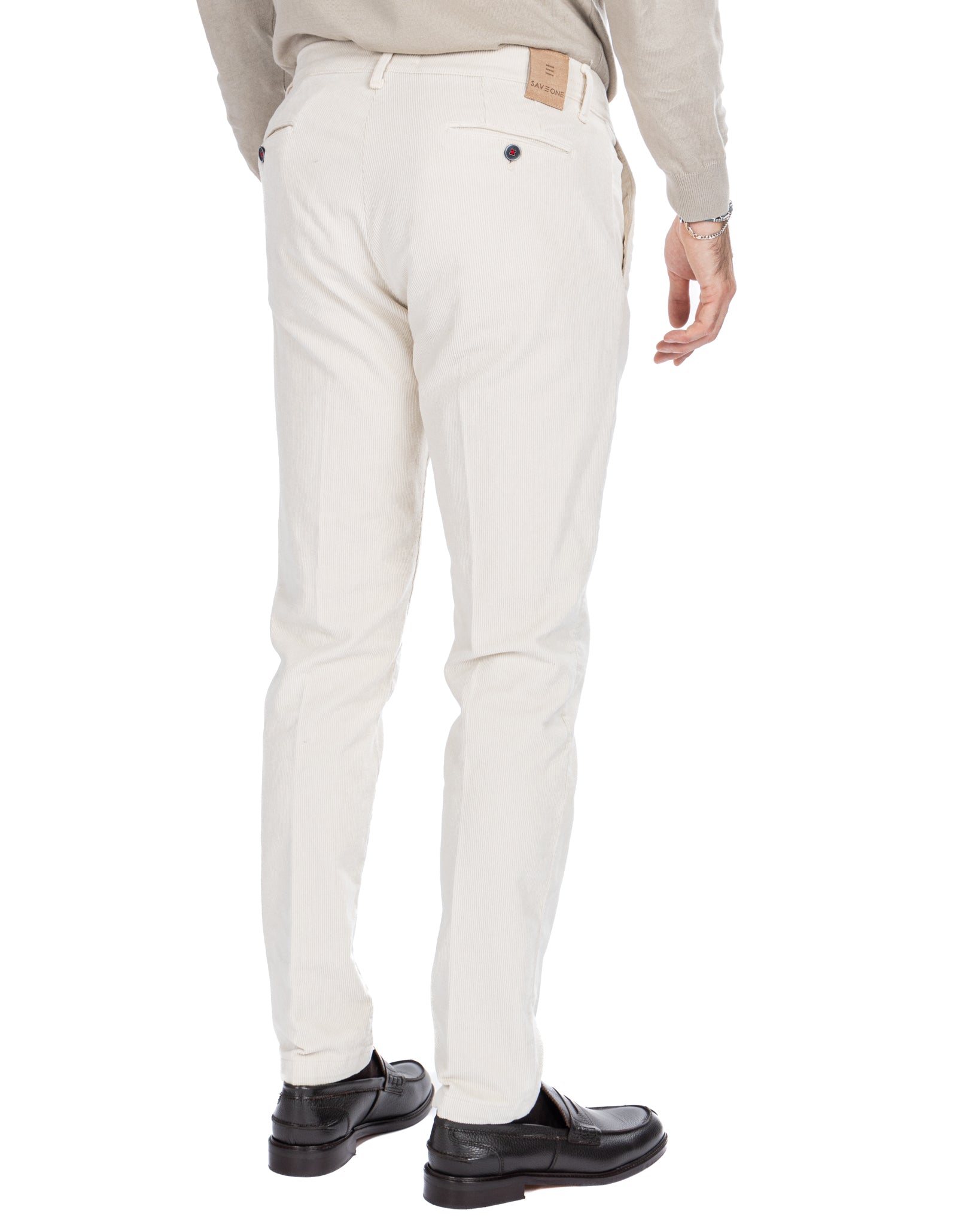 Kim - pantalon rocker en velours crème