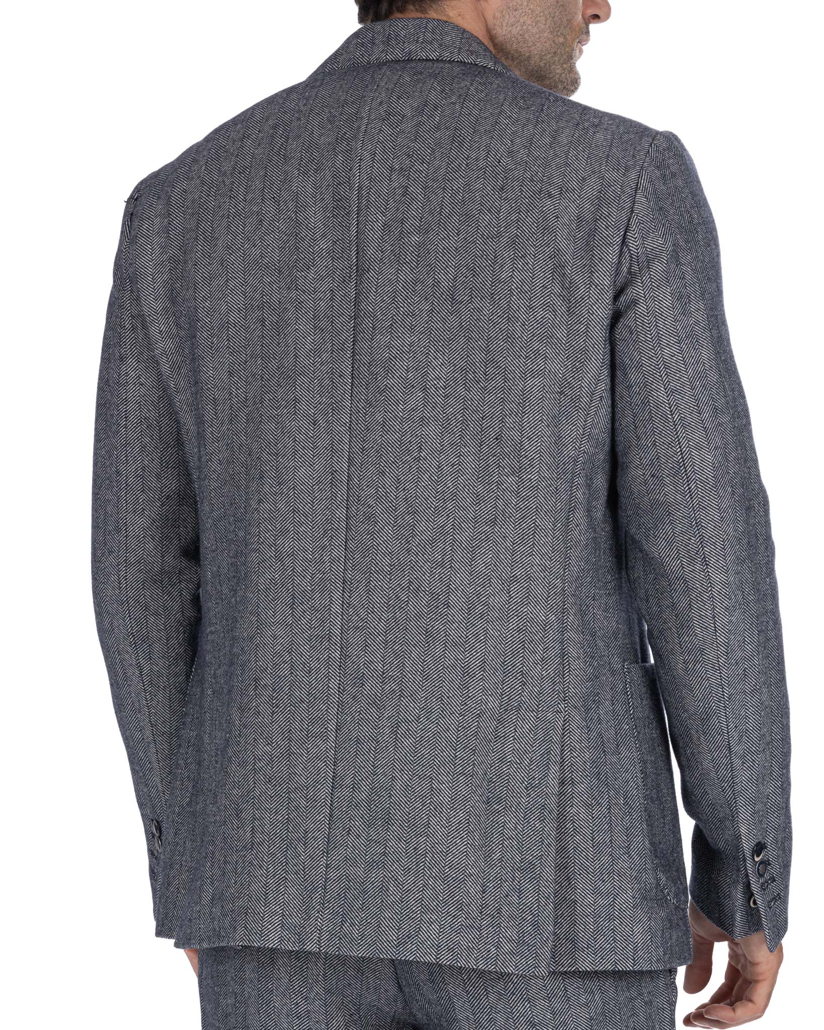 Thierry - blue herringbone double-breasted jacket