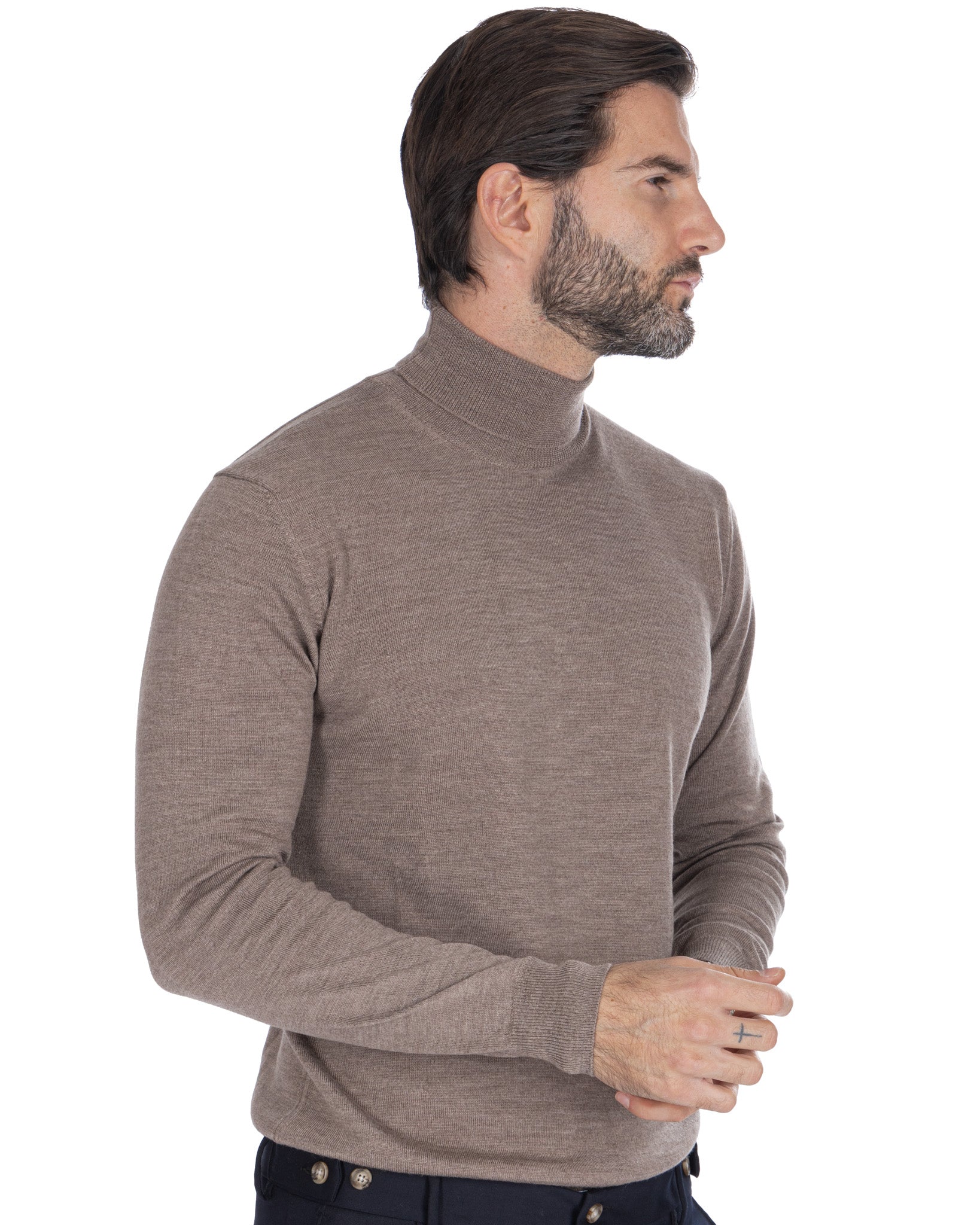 Vietri turtleneck in beige Tollegno wool