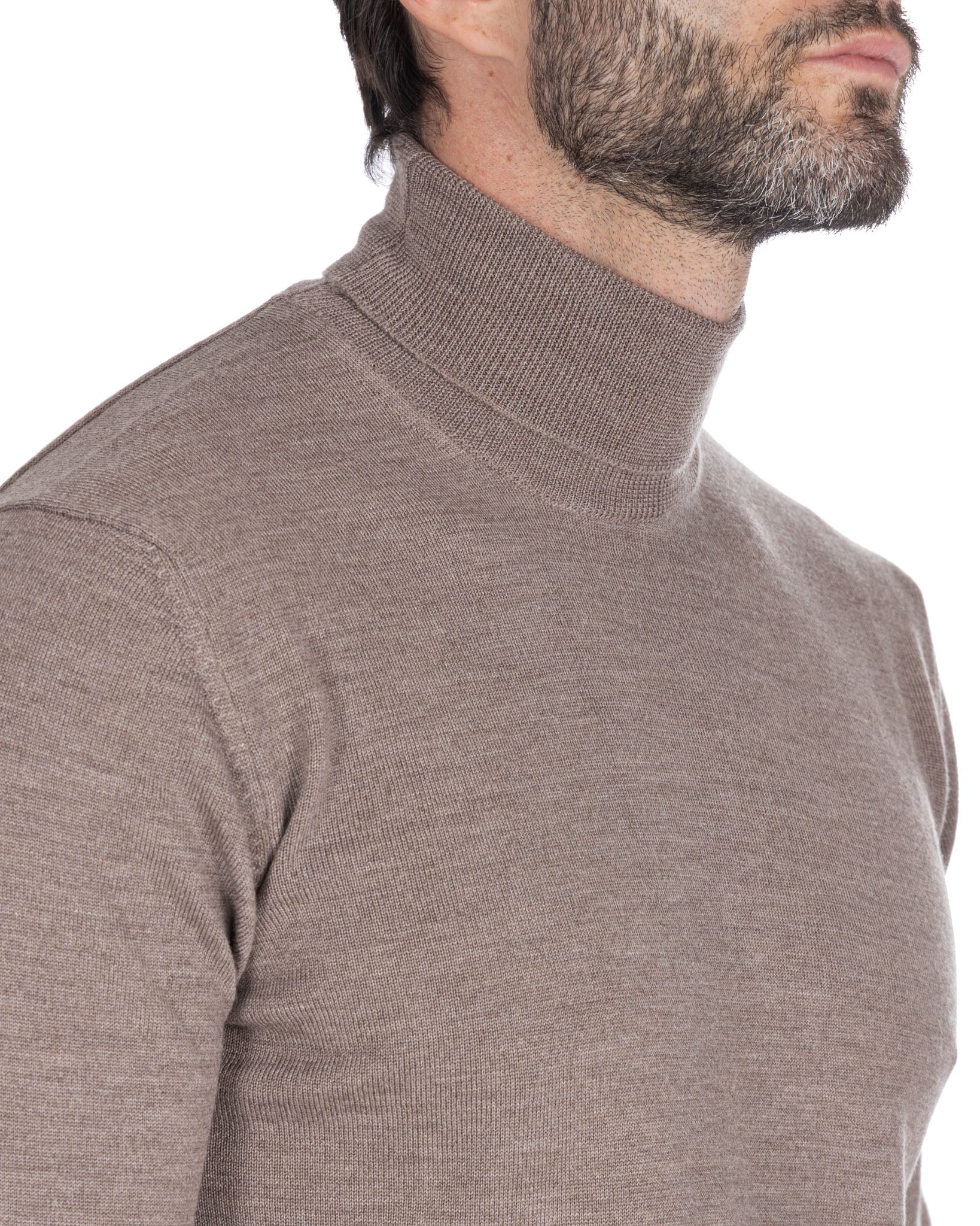 Vietri turtleneck in beige Tollegno wool