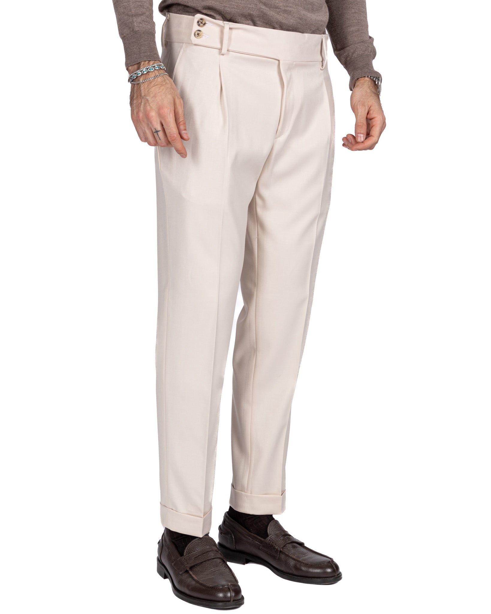 Lucca - high waisted cream trousers