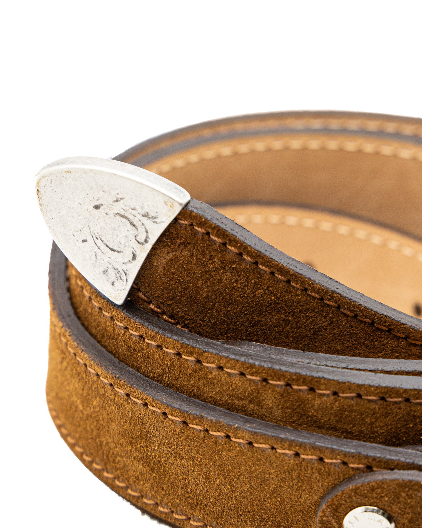 Quirico - camel jewel belt in suede