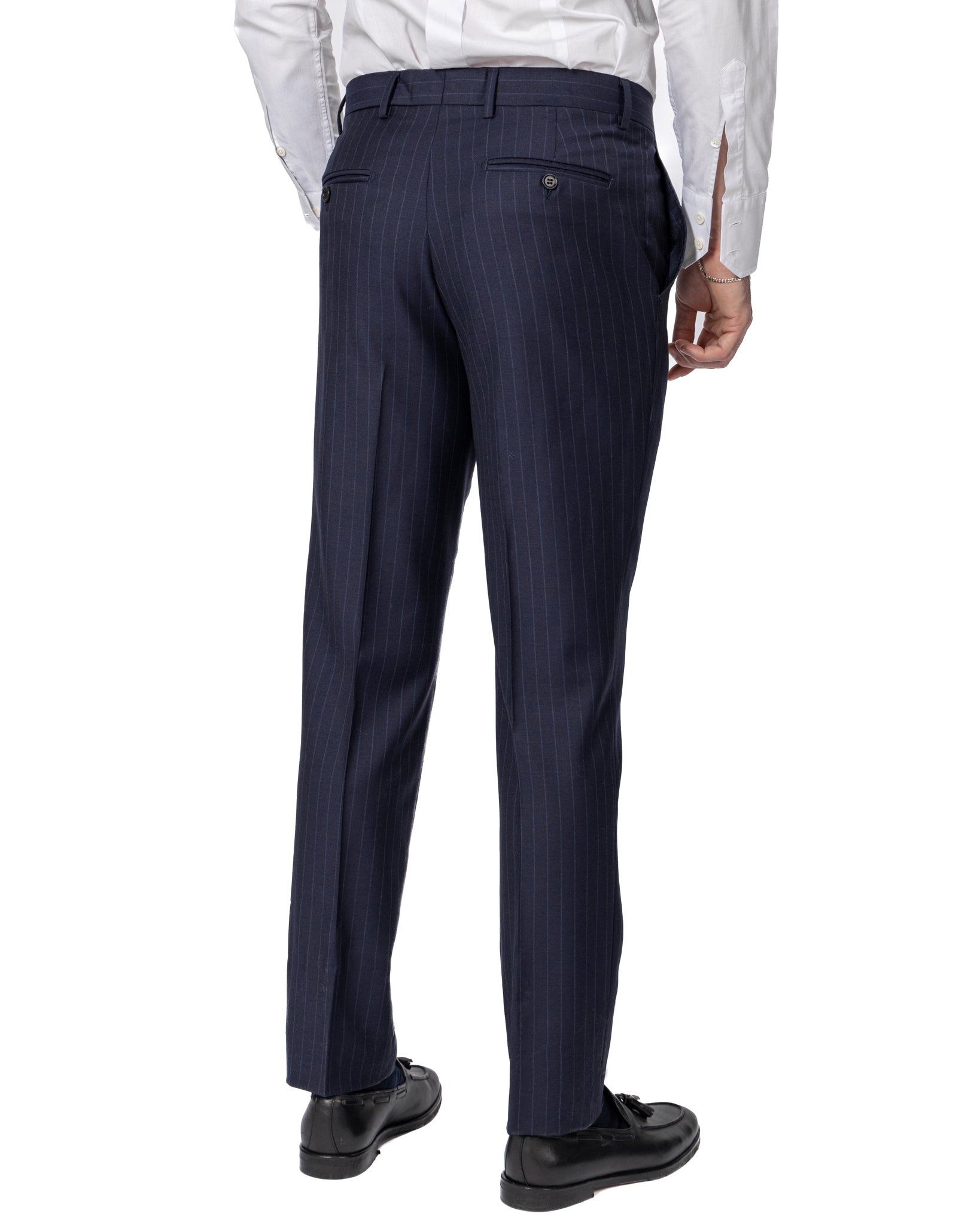 Blue Pinstripe Double Breasted Suit - Drago