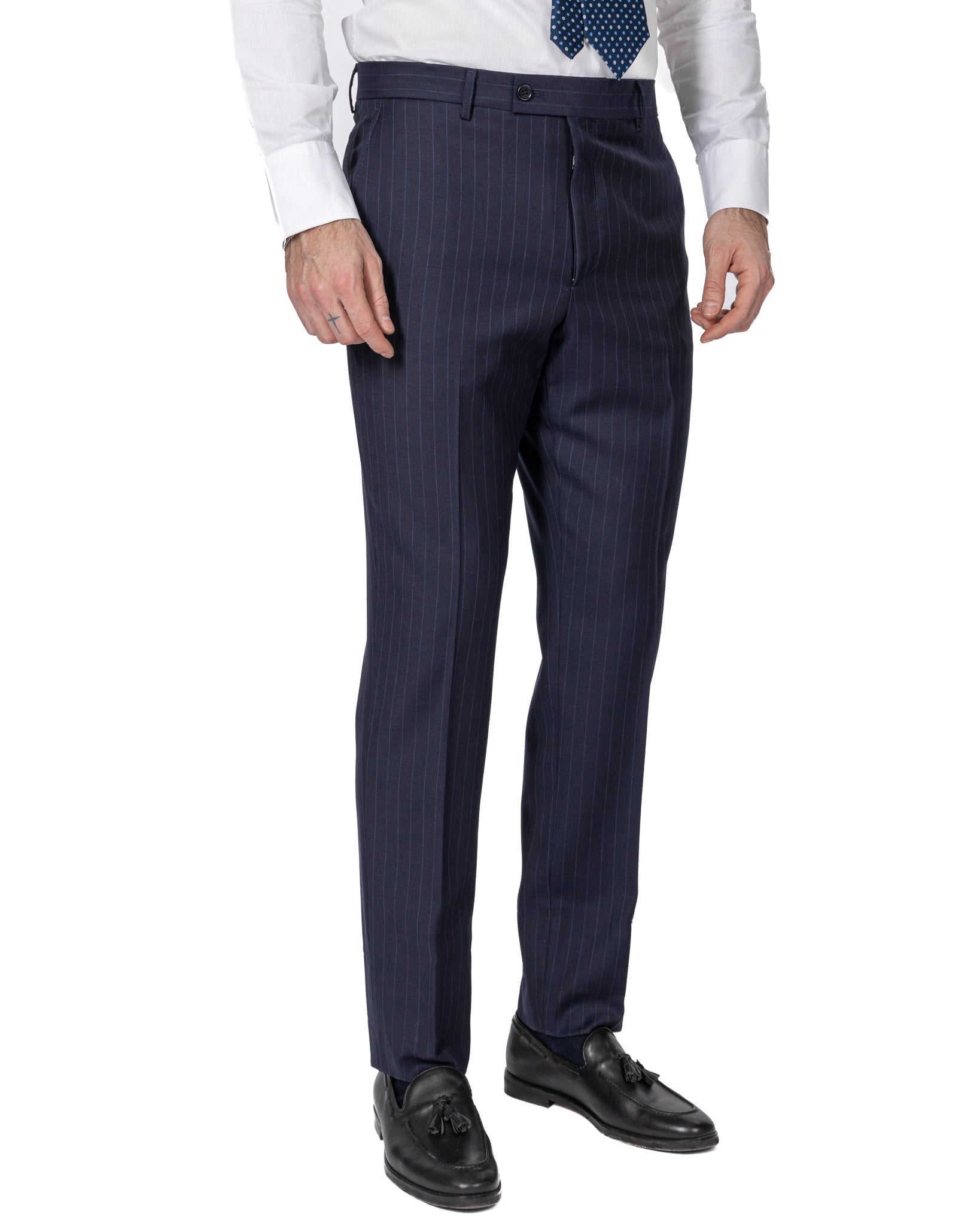 Blue Pinstripe Double Breasted Suit - Drago