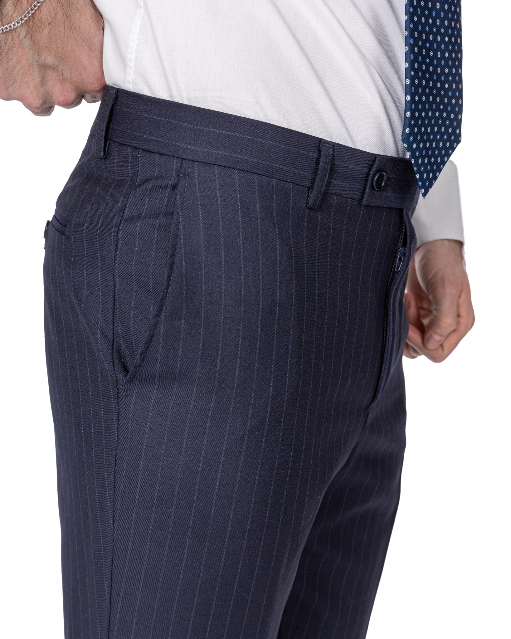Blue Pinstripe Double Breasted Suit - Drago
