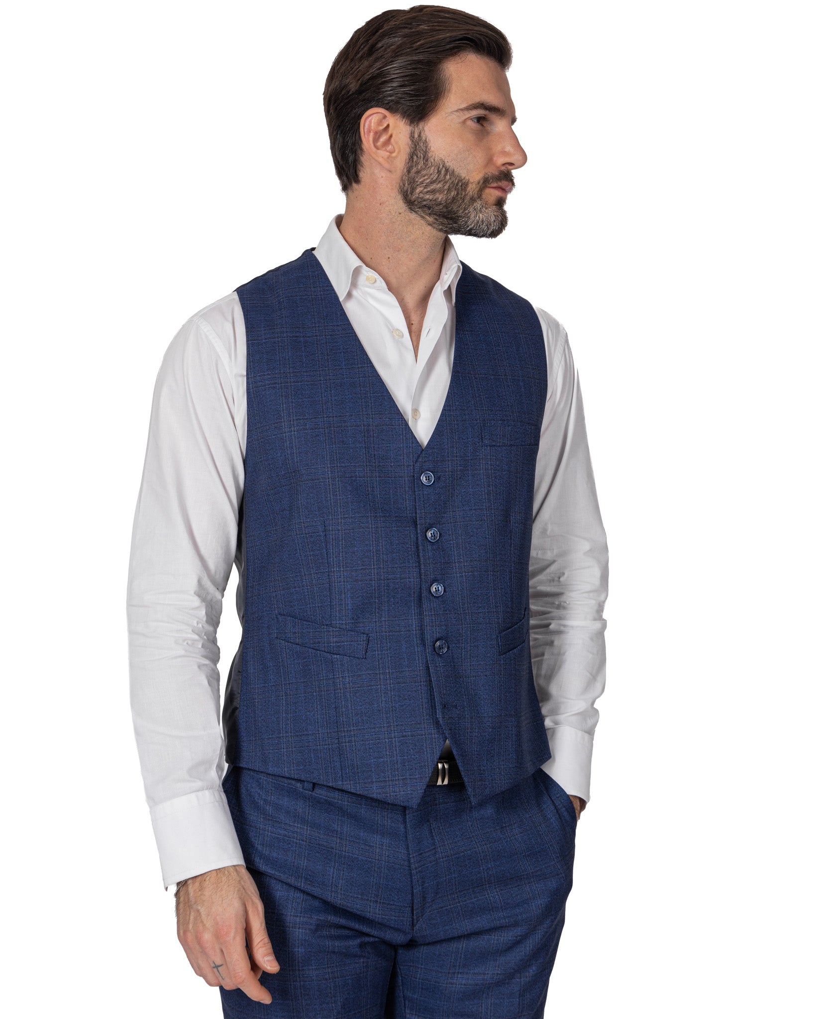 Senales - blue square single-breasted waistcoat