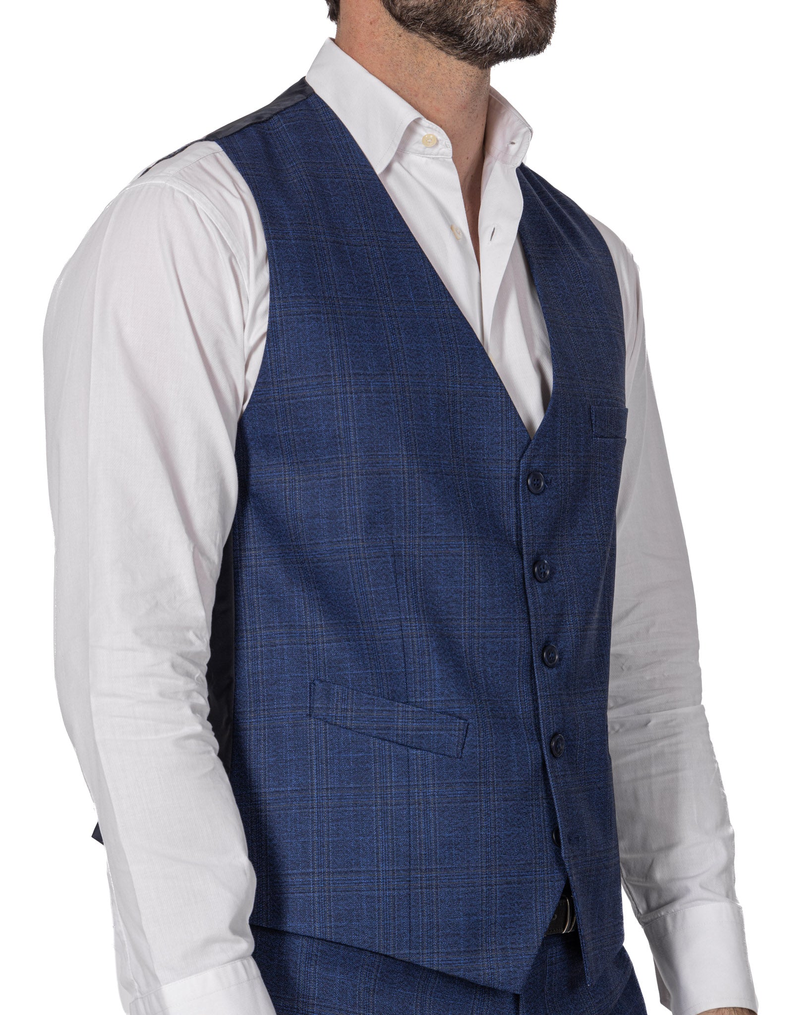 Senales - blue square single-breasted waistcoat