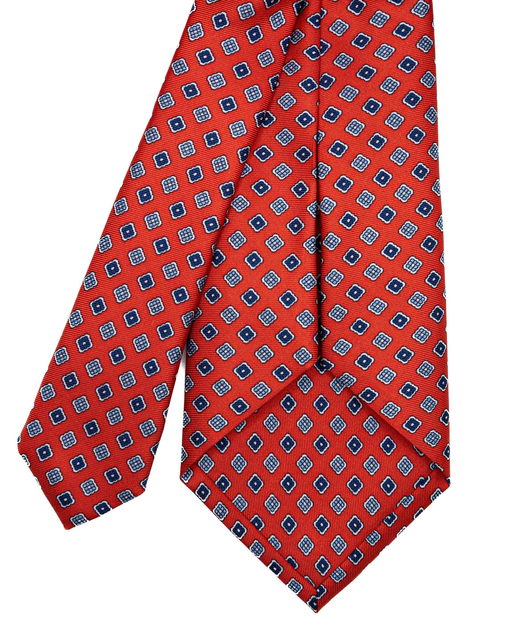 Tie - red seven fold silk with floral pattern