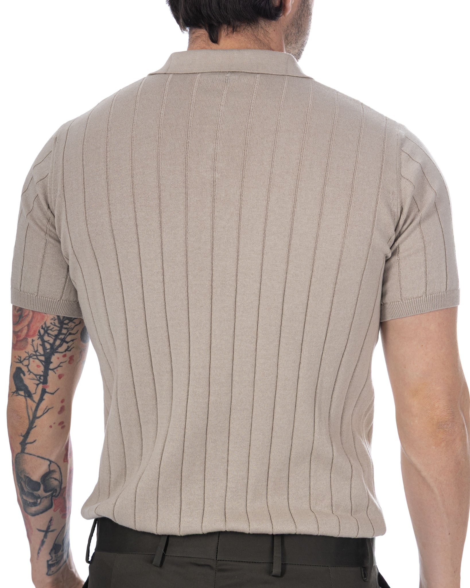 Cameron - polo in maglia a coste beige