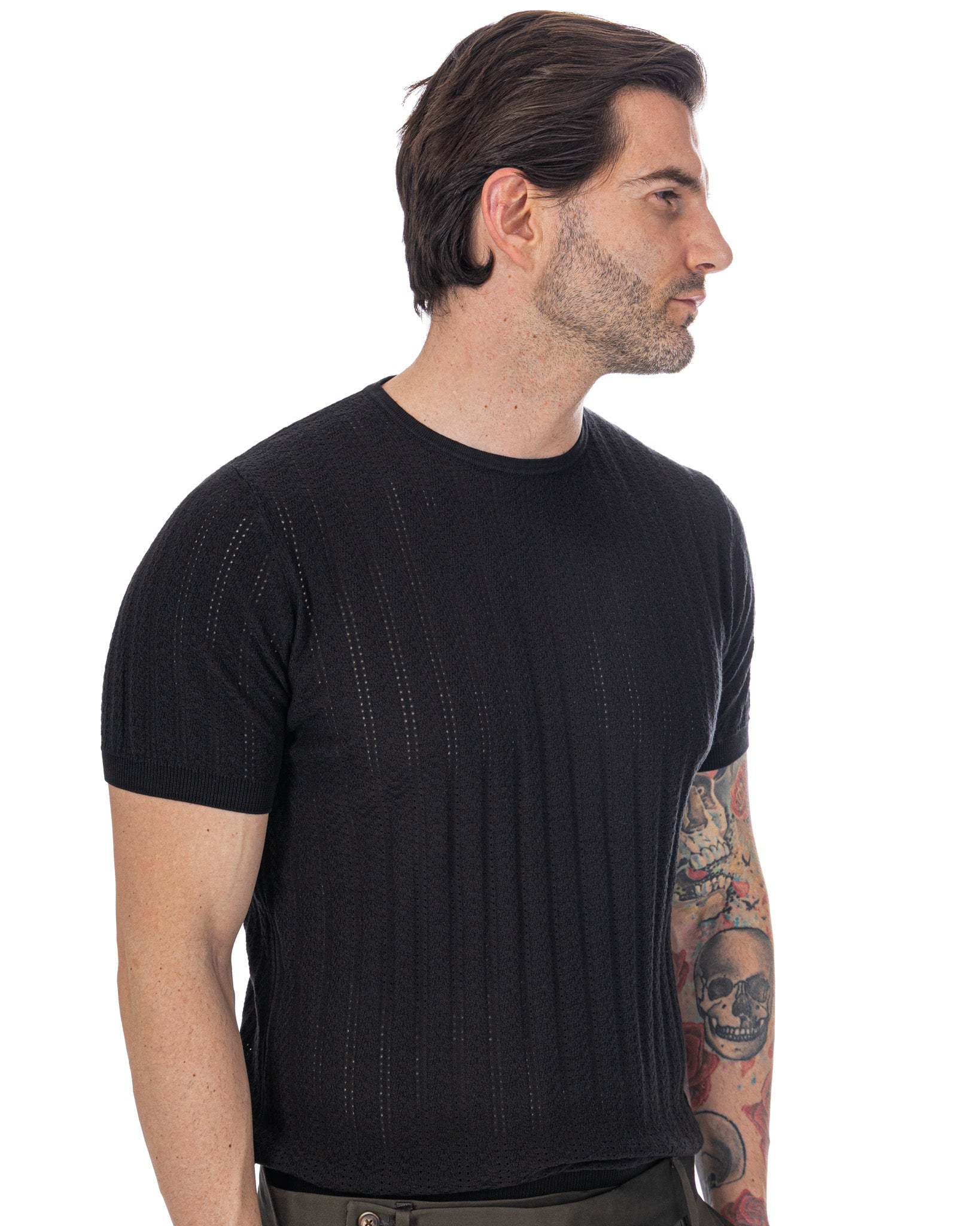 Nick - T-shirt en maille noire