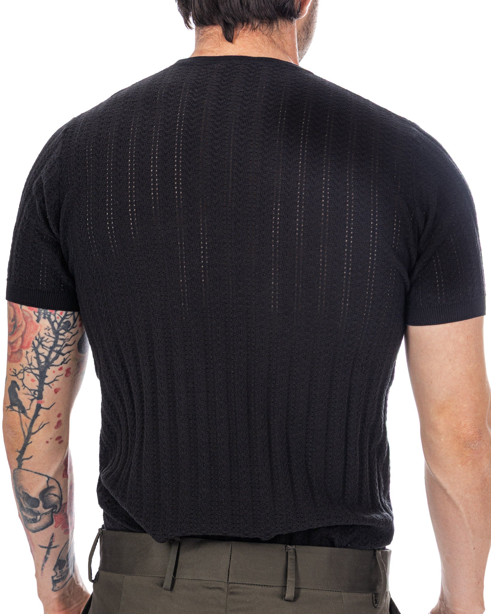 Nick - T-shirt en maille noire