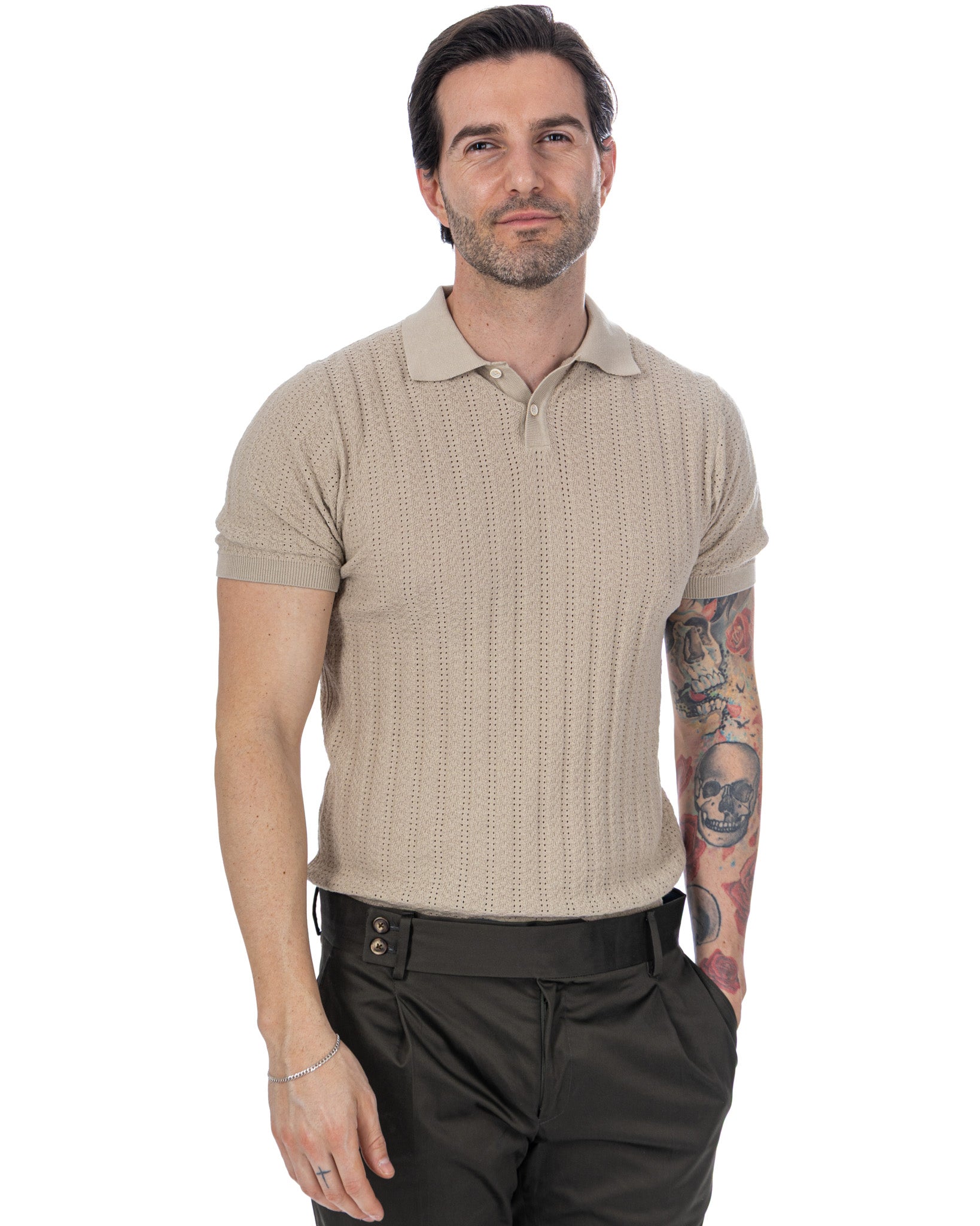 Pedro - sand perforated polo