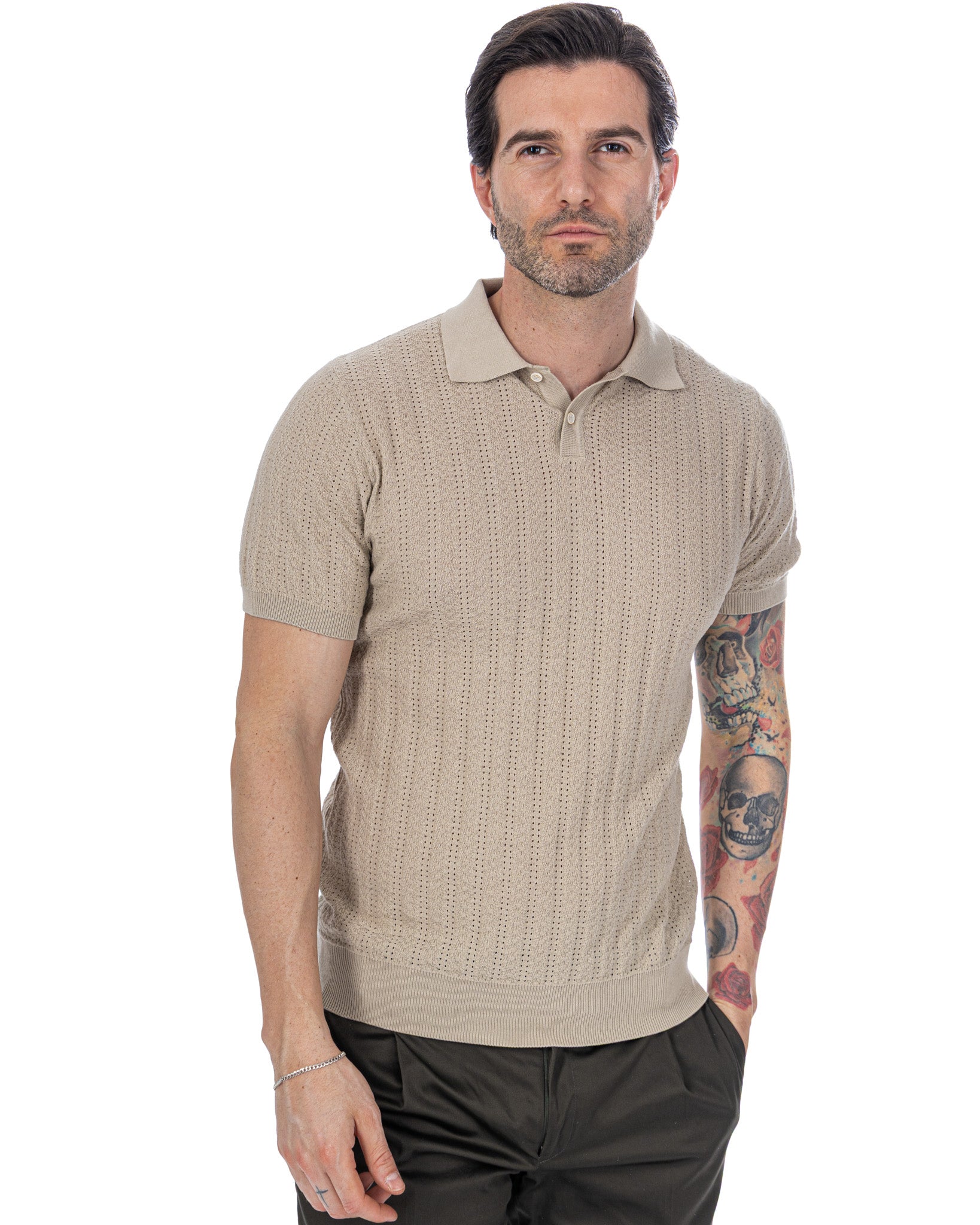 Pedro - sand perforated polo