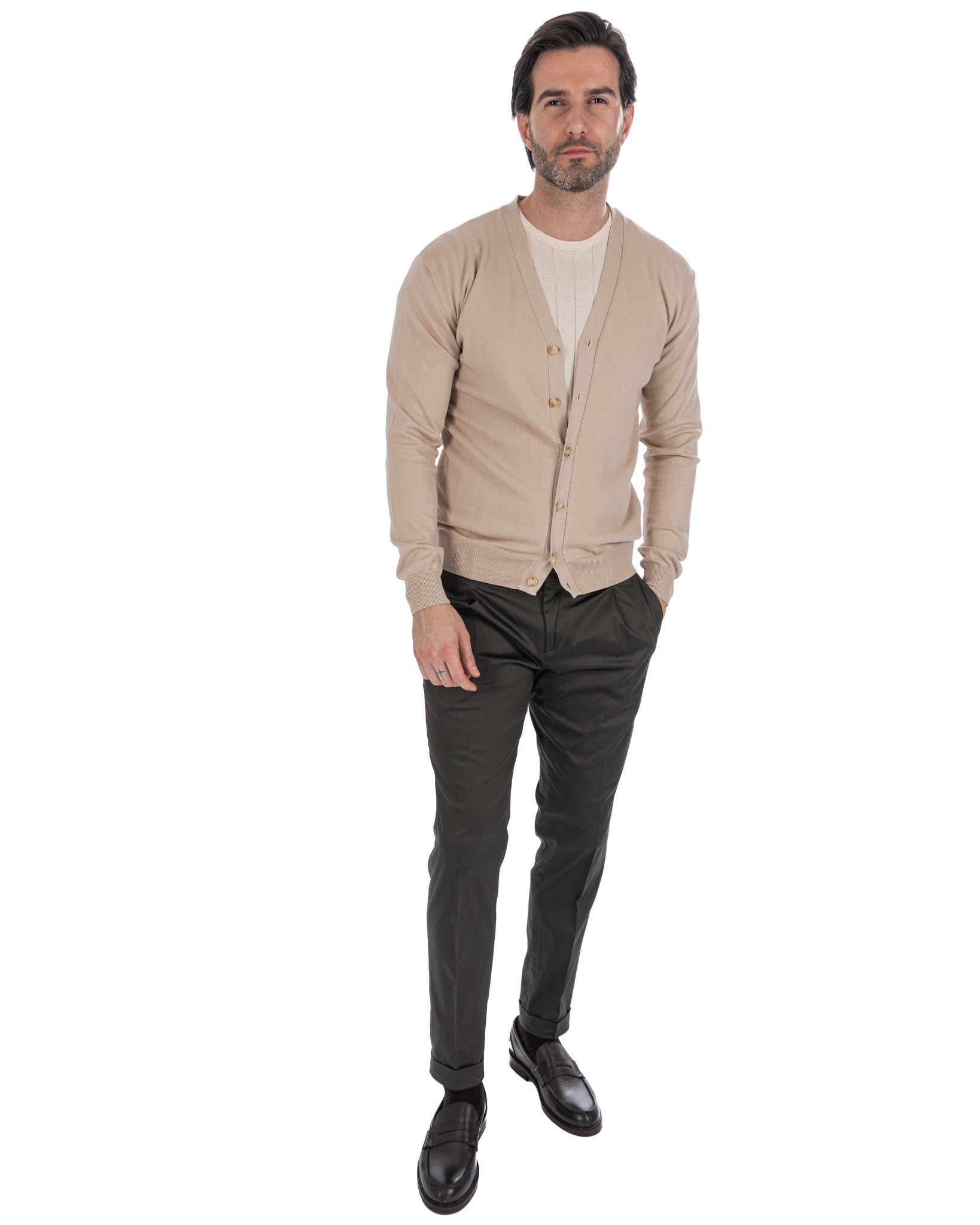 Alex - beige cotton cardigan