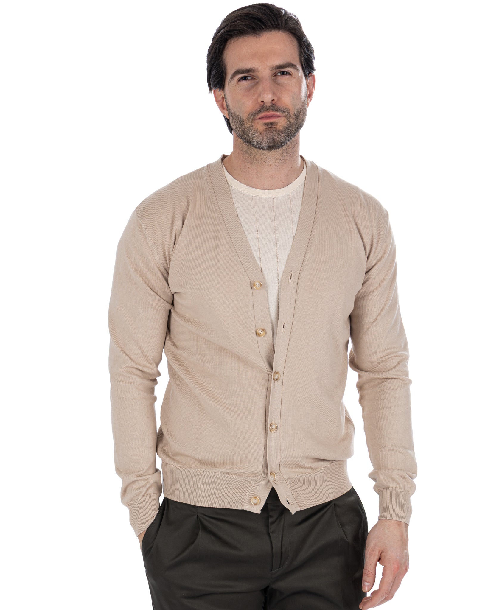Alex - beige cotton cardigan