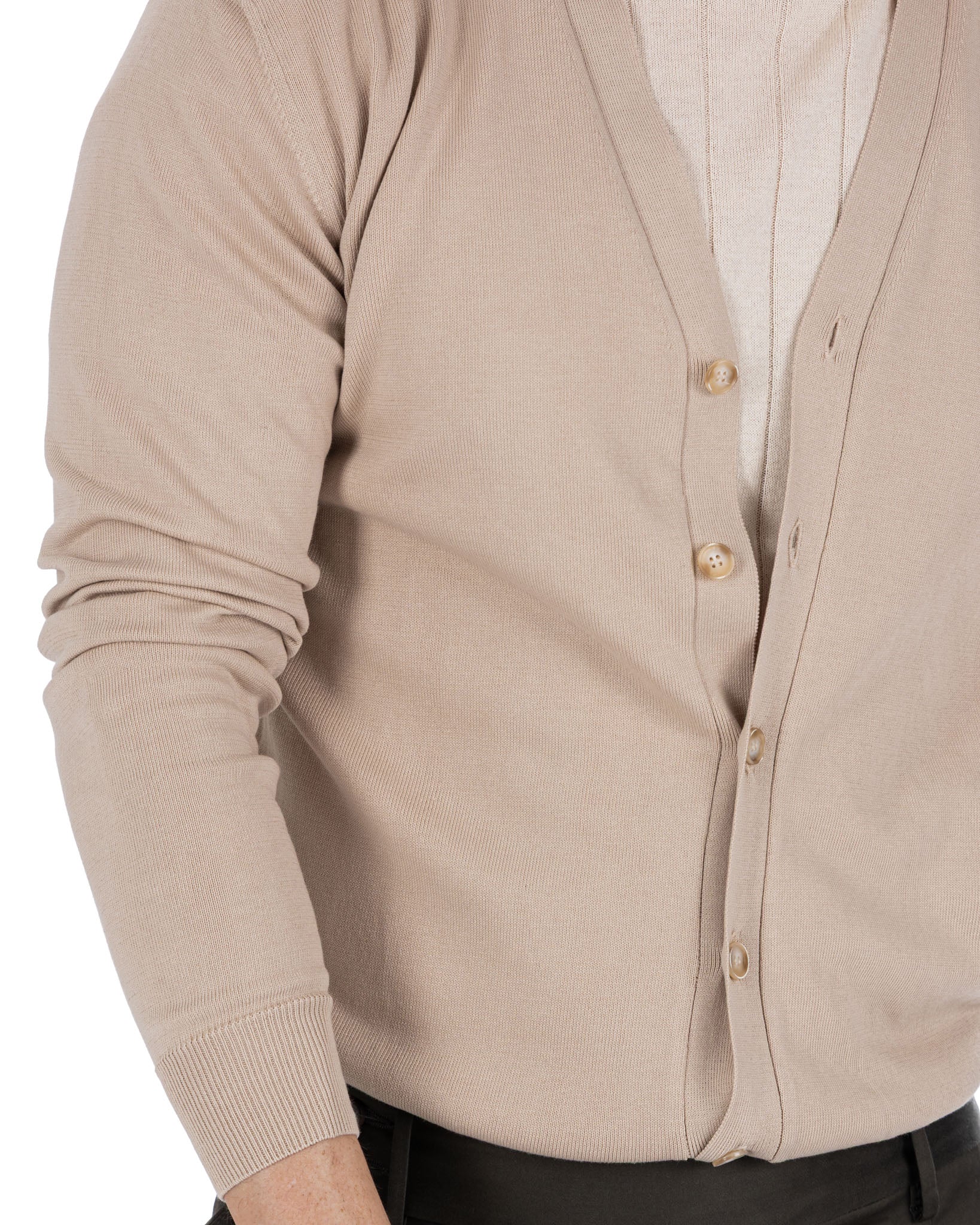 Alex - beige cotton cardigan