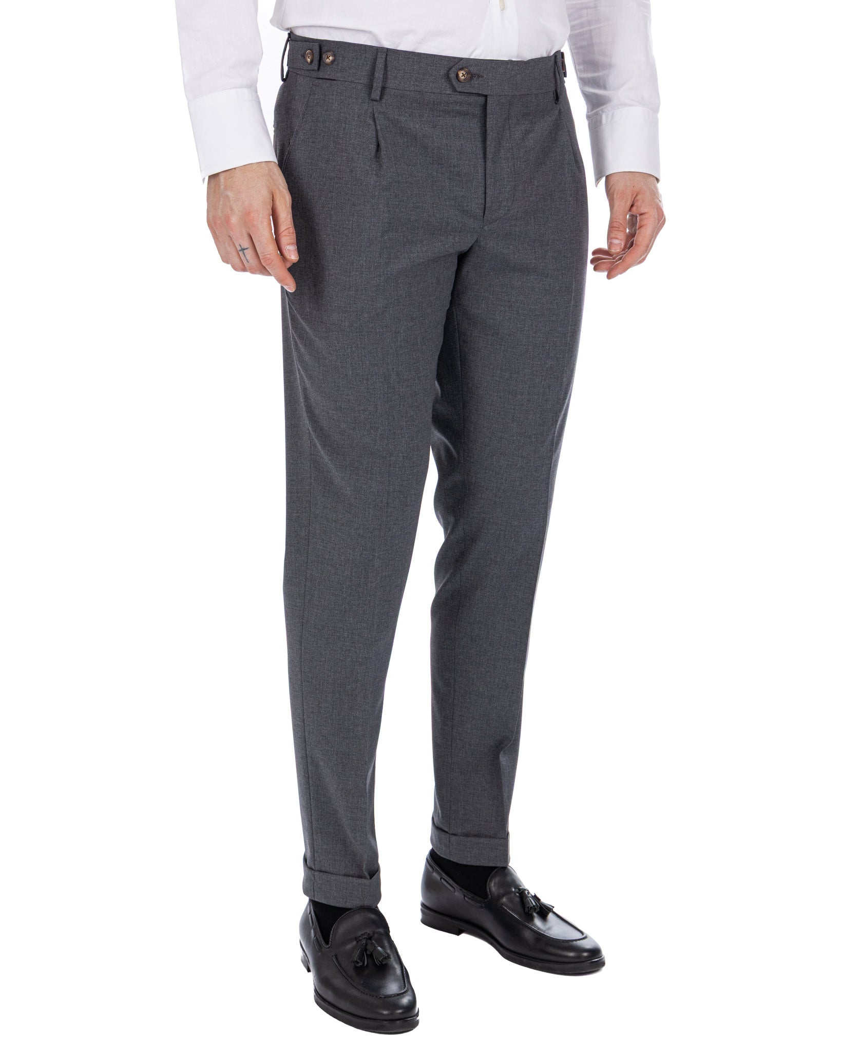 Victor - anthracite wool blend trousers
