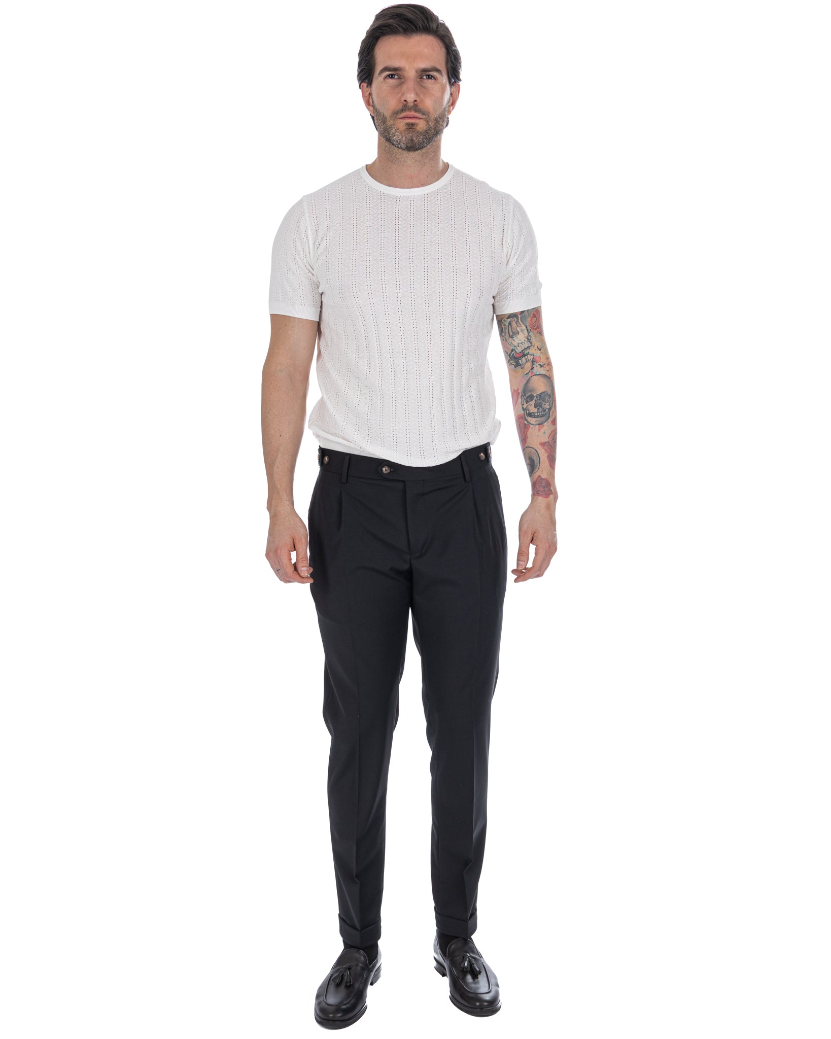 Victor - pantalon en laine mélangée noir