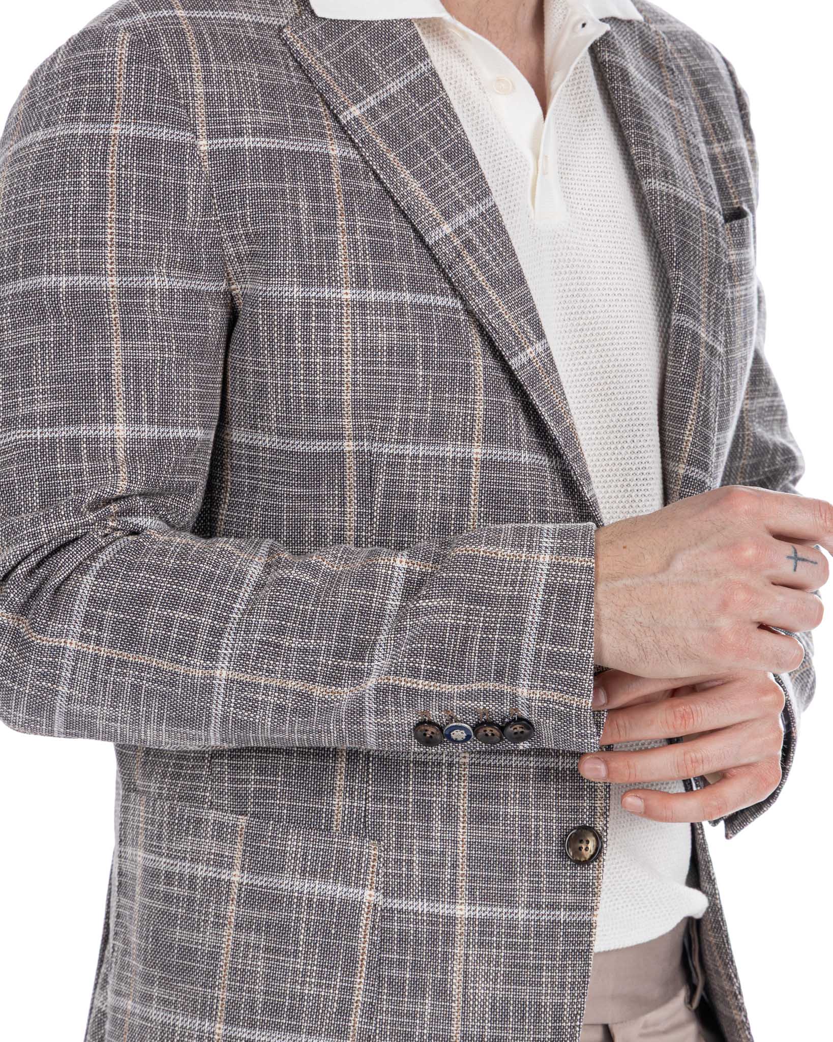 Sitka - Veste à carreaux beige à boutonnage simple