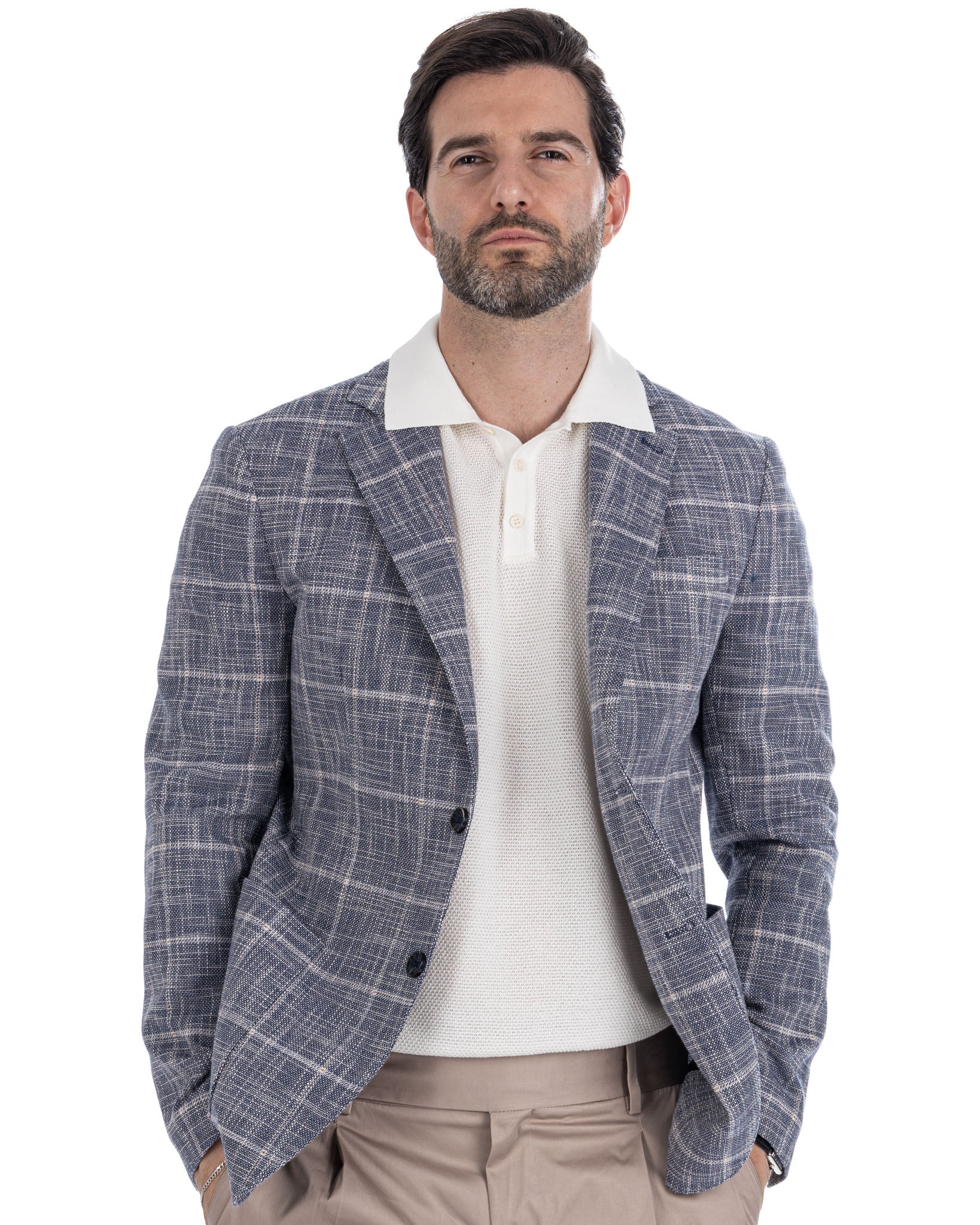 Sitka - Single Breasted Blue Check Jacket