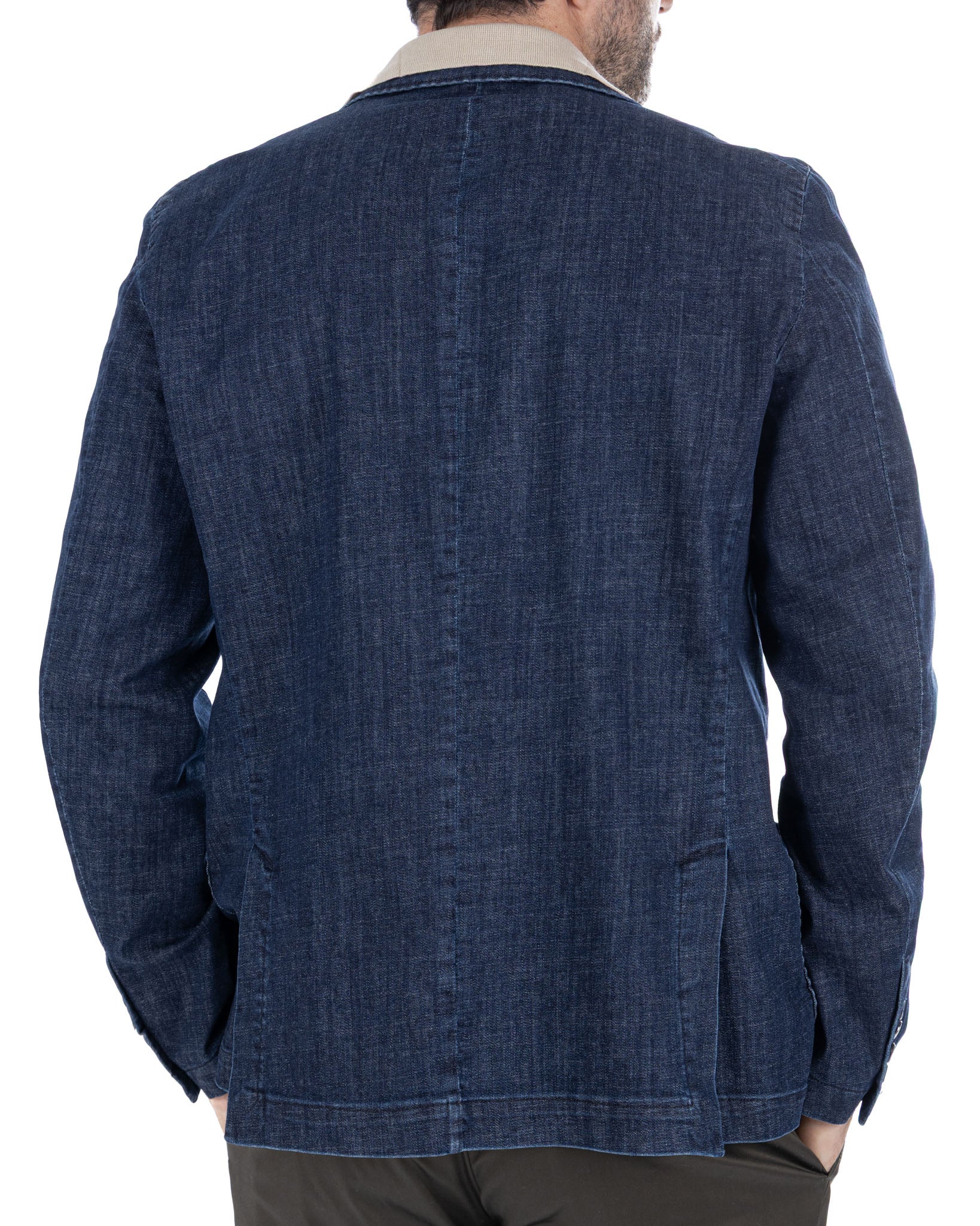 Spello - giacca monopetto in denim scuro