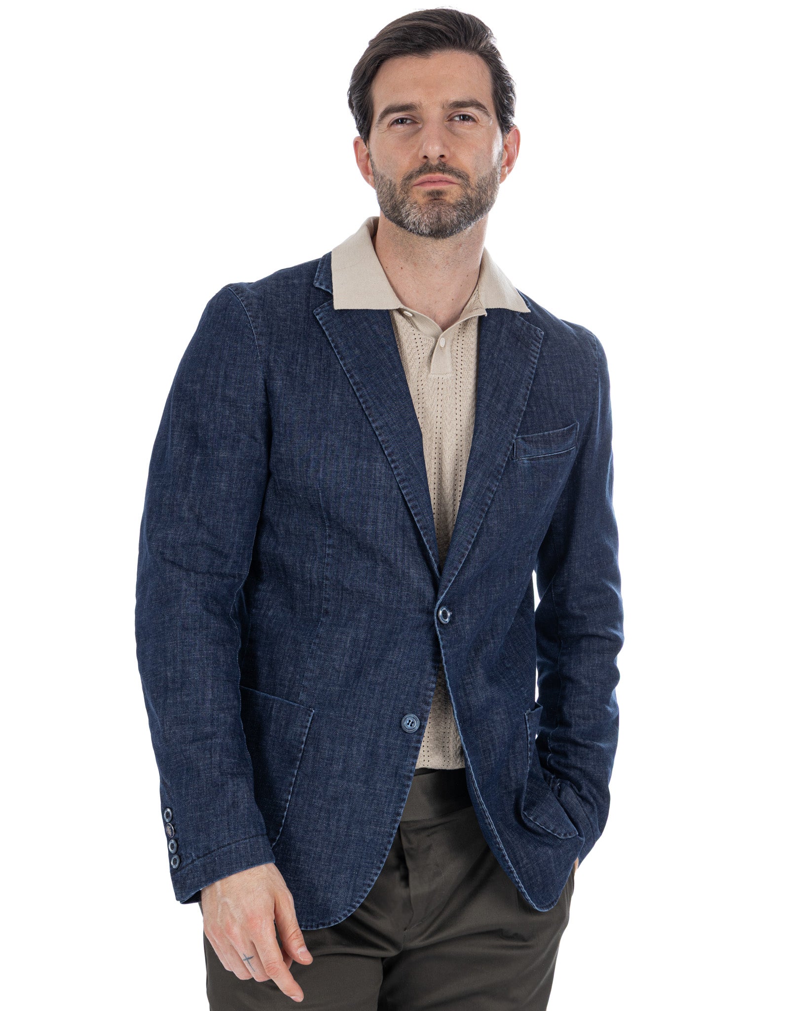 Spello - Veste en jean foncé à boutonnage simple