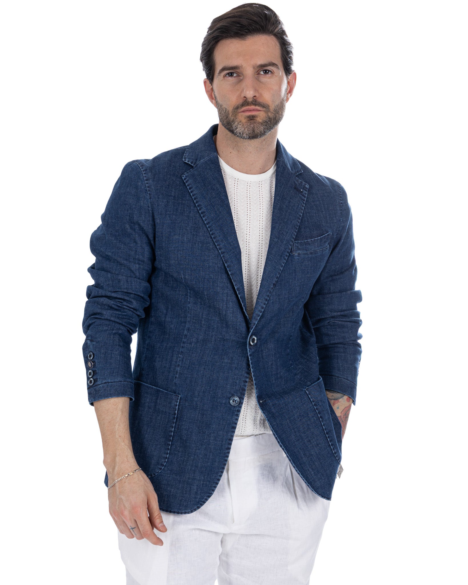 Spello - single breasted light denim jacket