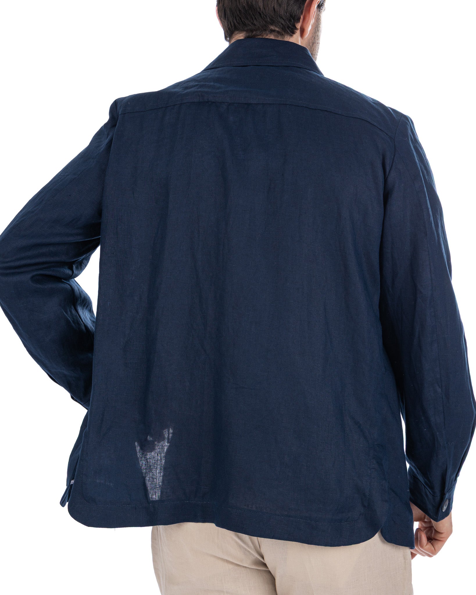 Offida - giacca in puro lino blu