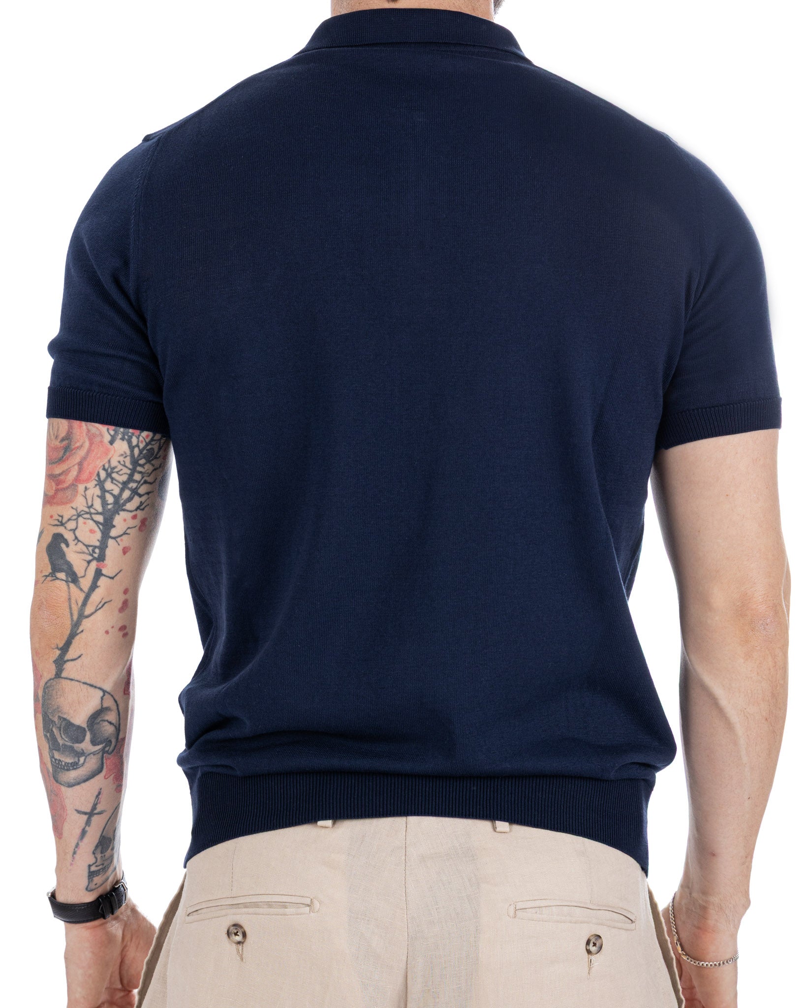 Sebastian - blue knitted polo with zip