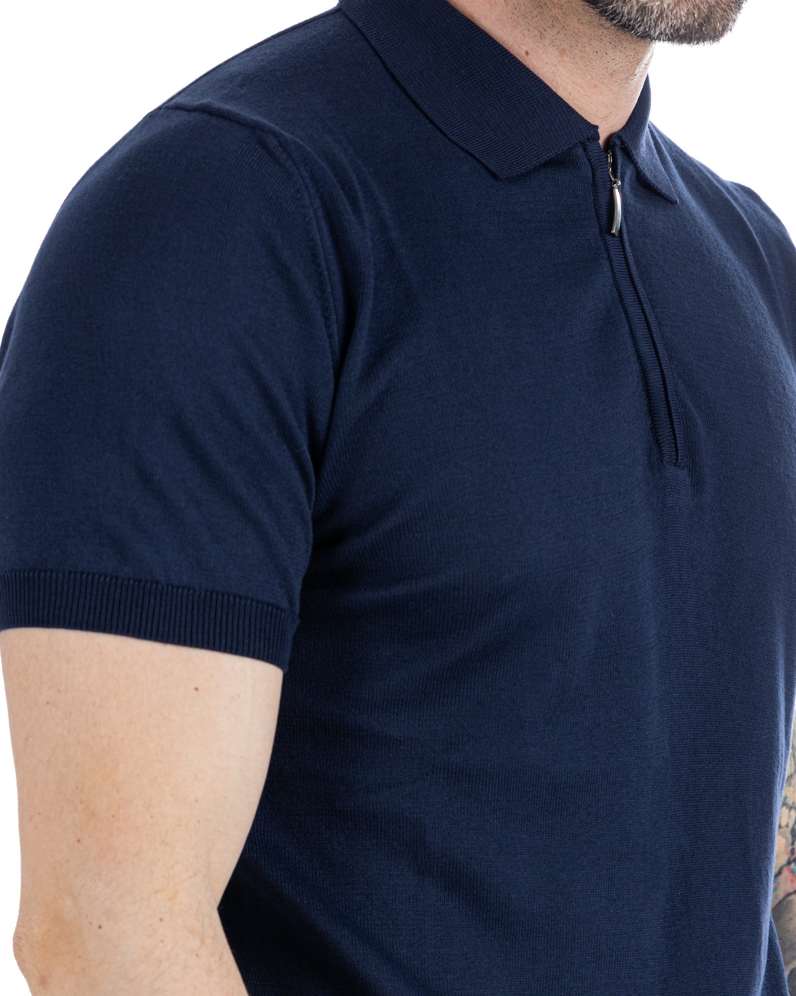 Sebastian - blue knitted polo with zip