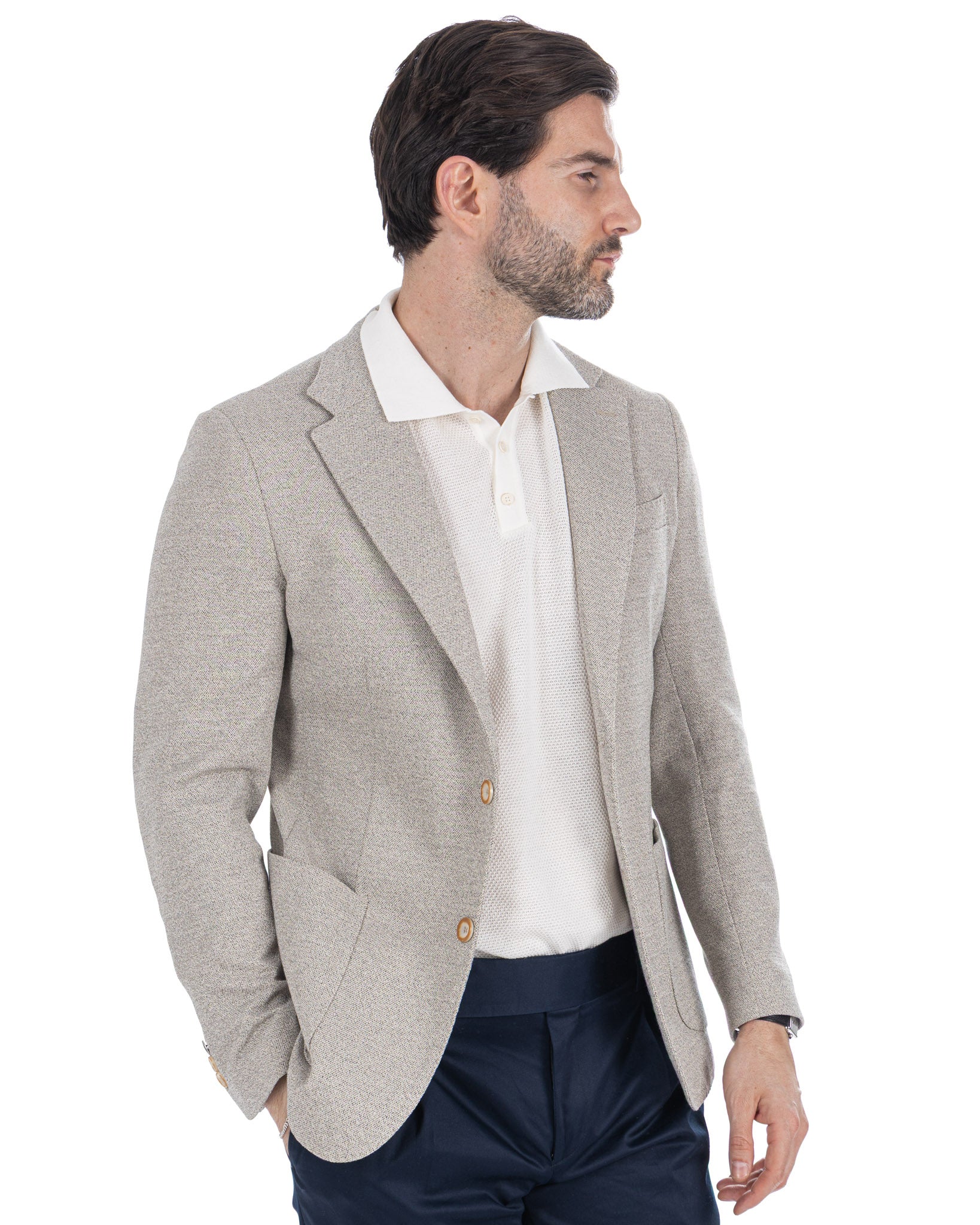 Haines - giacca monopetto grigio melange