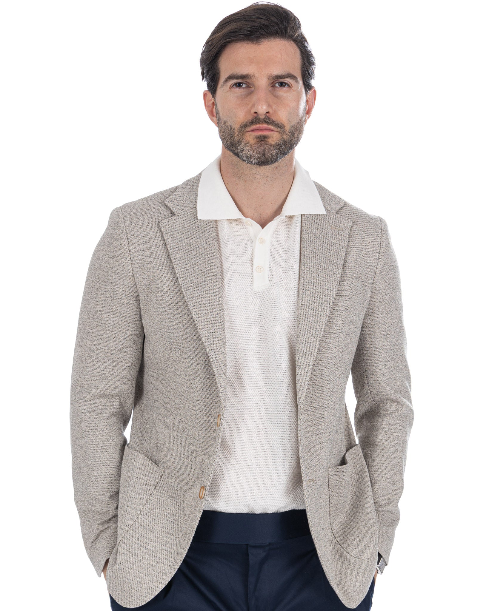 Haines - giacca monopetto grigio melange
