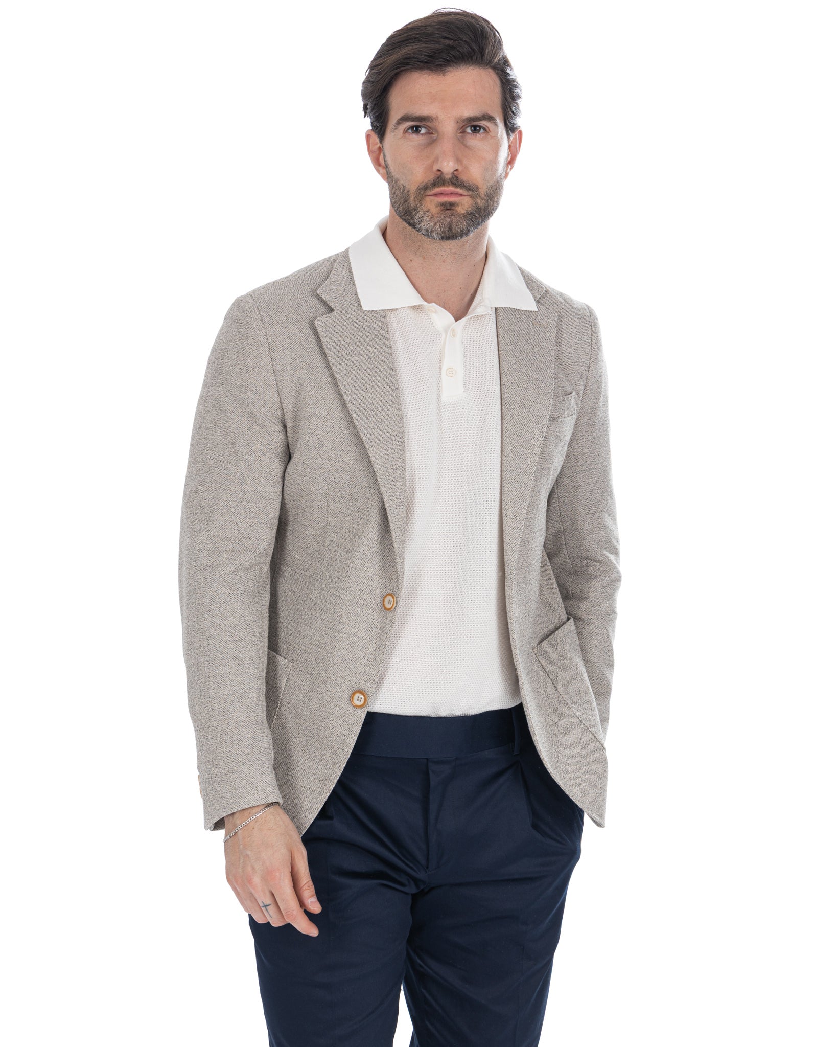 Haines - giacca monopetto grigio melange