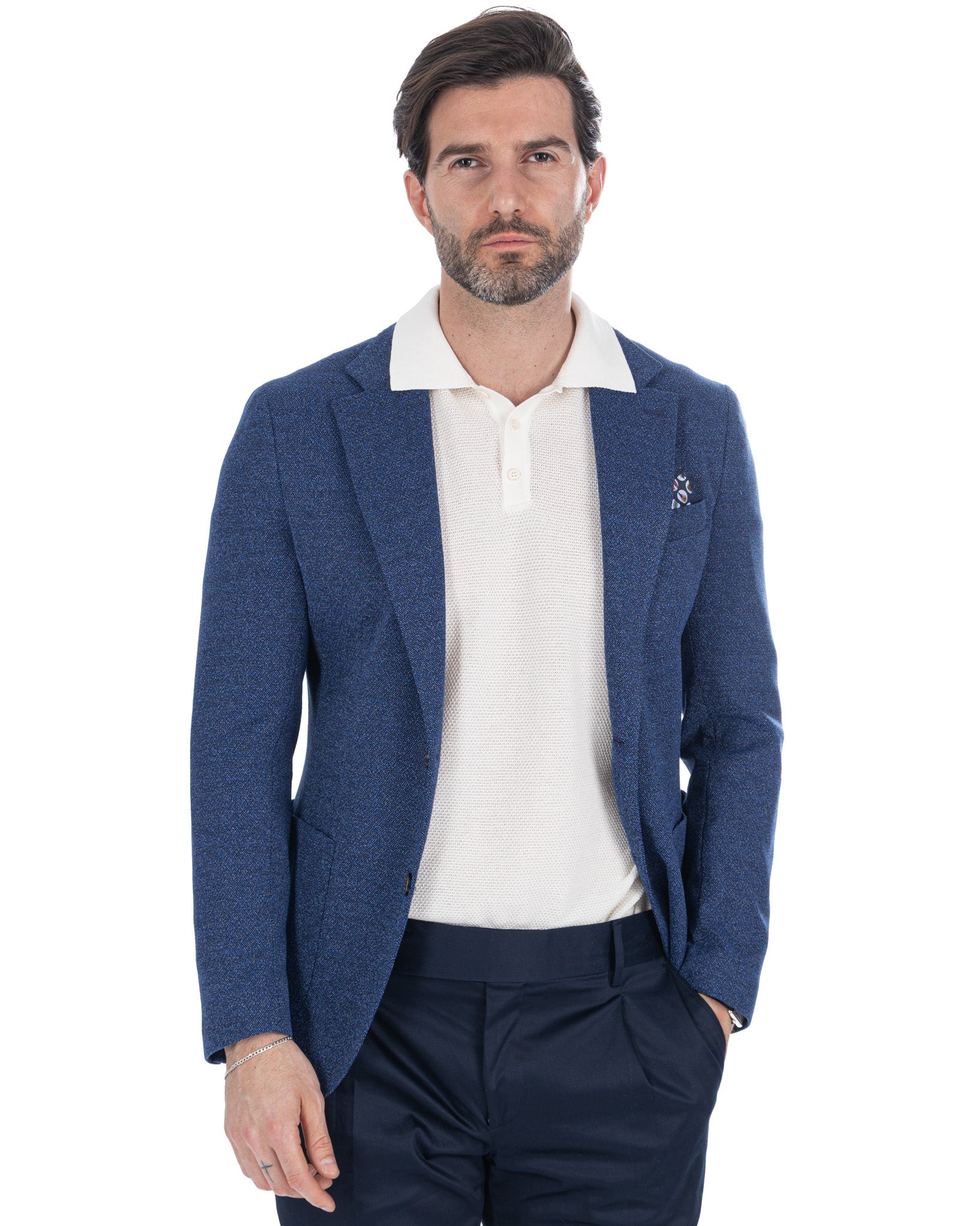 Haines - veste à boutonnage simple bleu chiné
