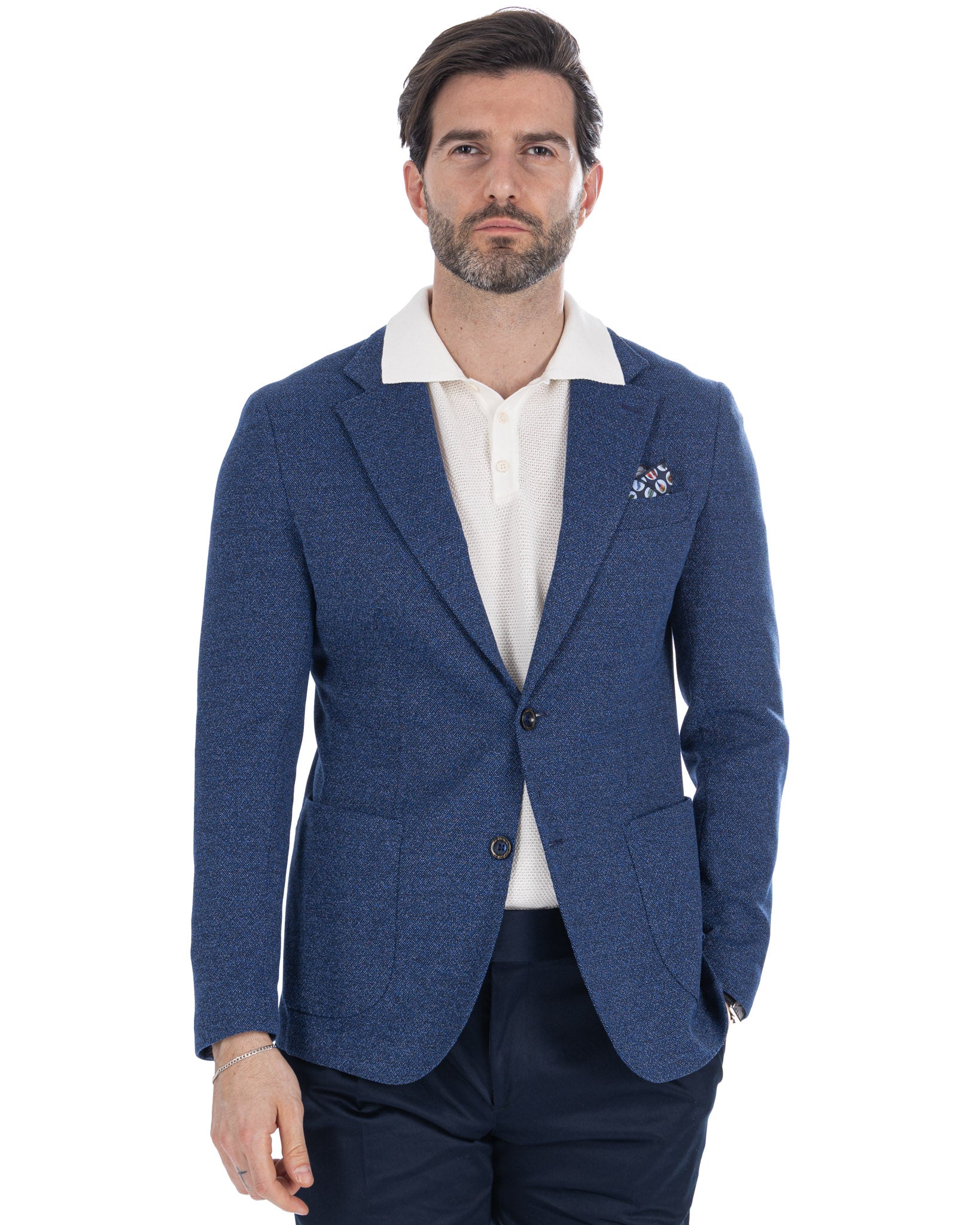 Haines - veste à boutonnage simple bleu chiné