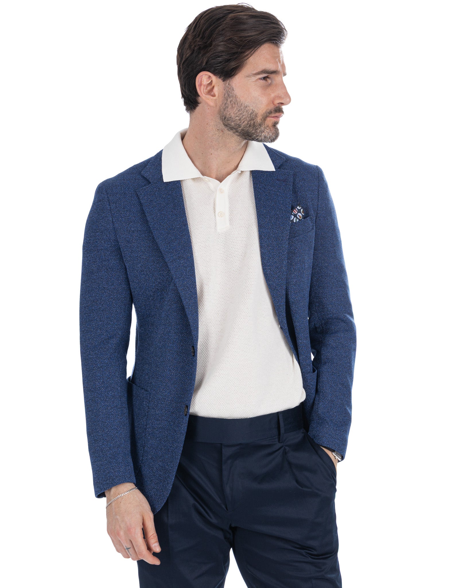Haines - veste à boutonnage simple bleu chiné