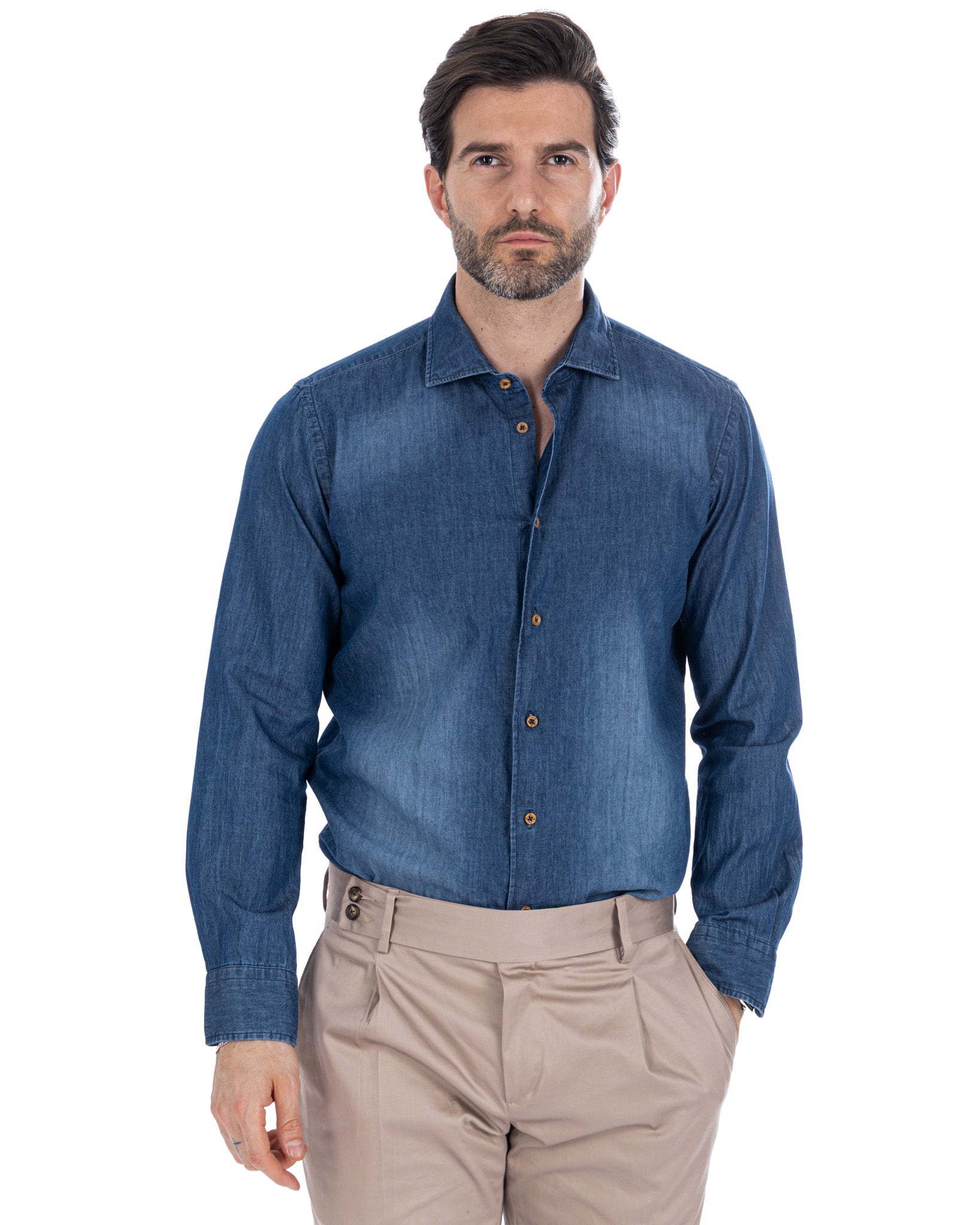 Mark - chemise en jean délavé foncé