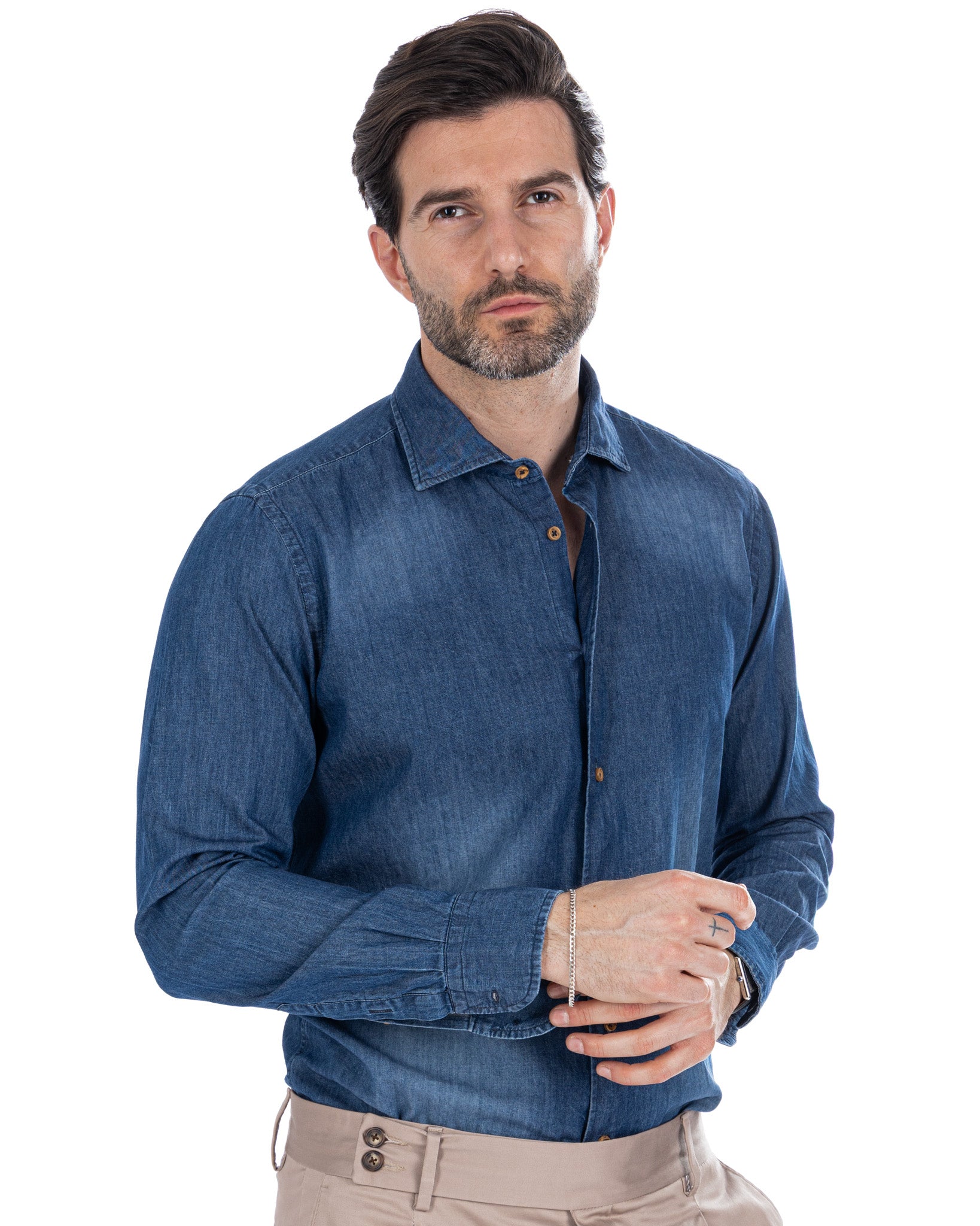 Mark - chemise en jean délavé foncé
