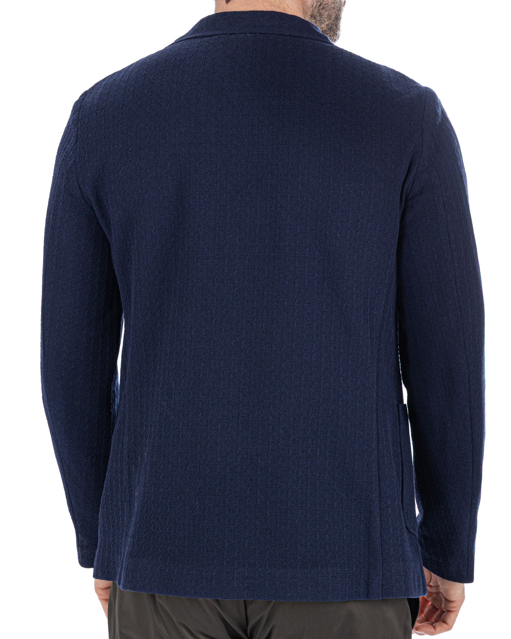 Hilo - giacca monopetto in maglia blu