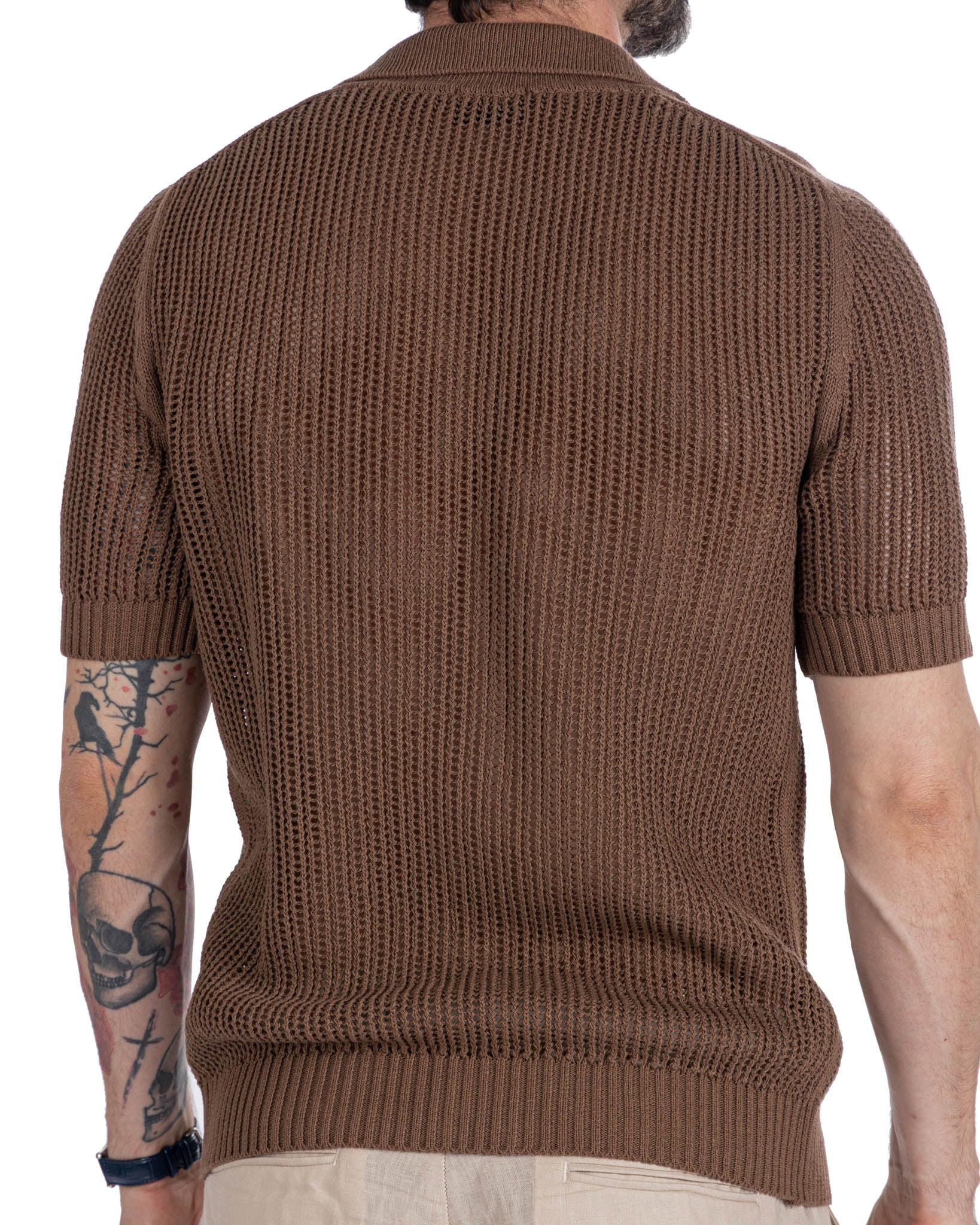 Culebrita - chemise perforée marron foncé