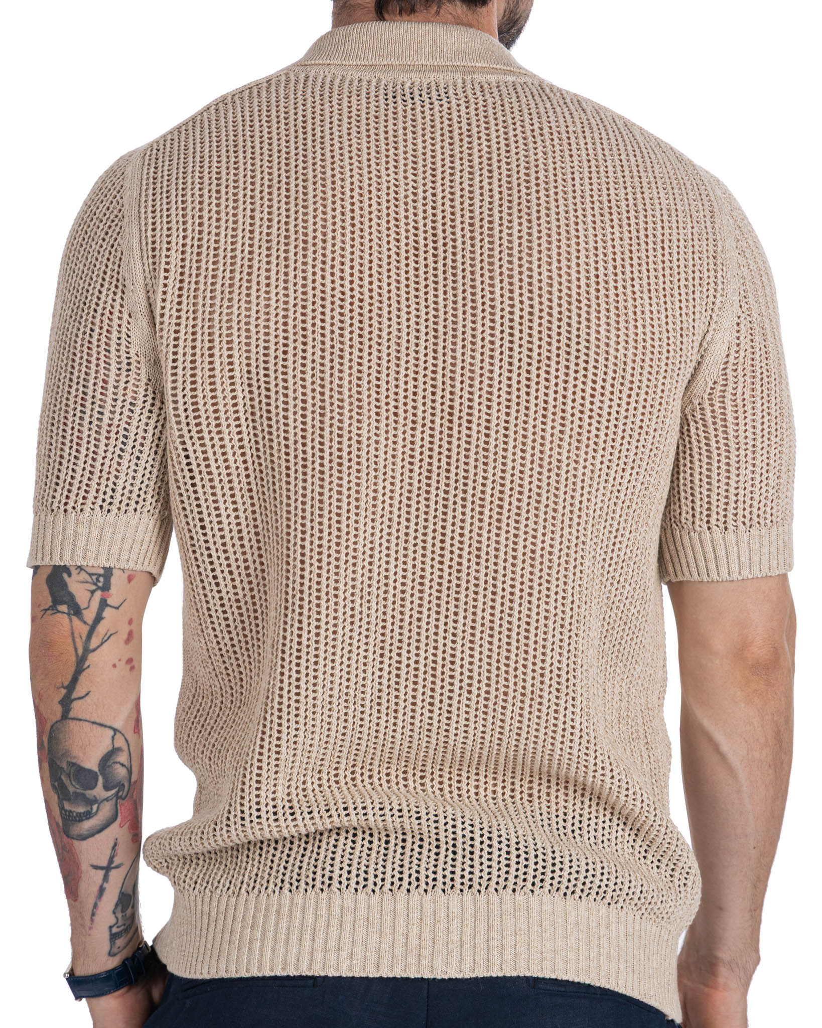 Culebrita - chemise perforée beige