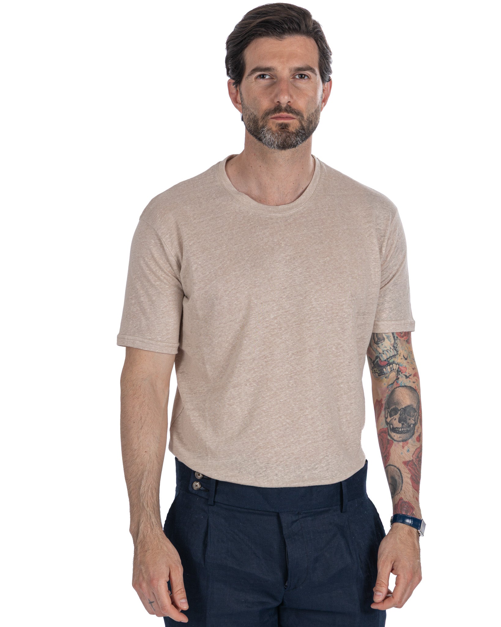 Felix - beige linen t-shirt
