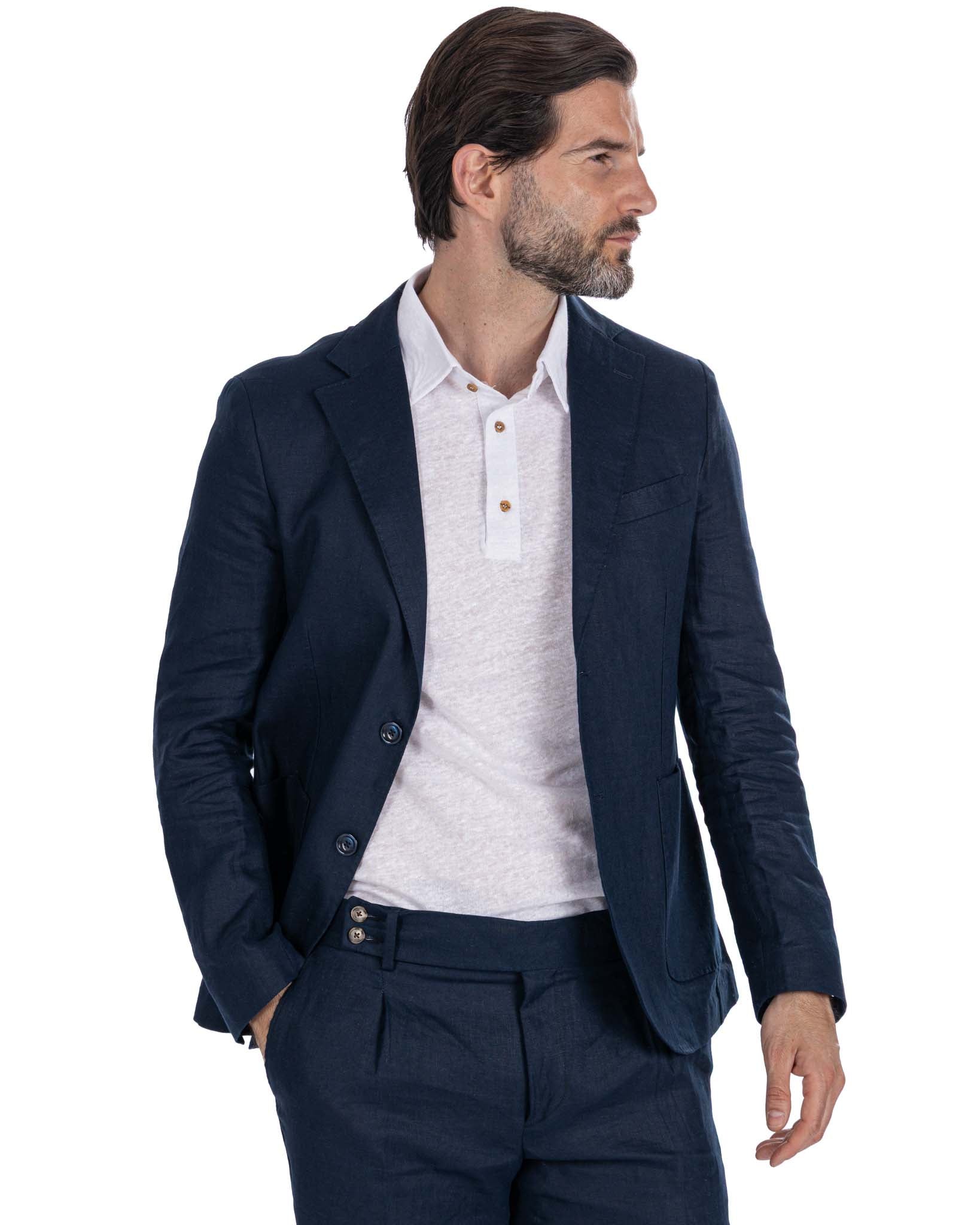 Veste Narni en pur lin bleu