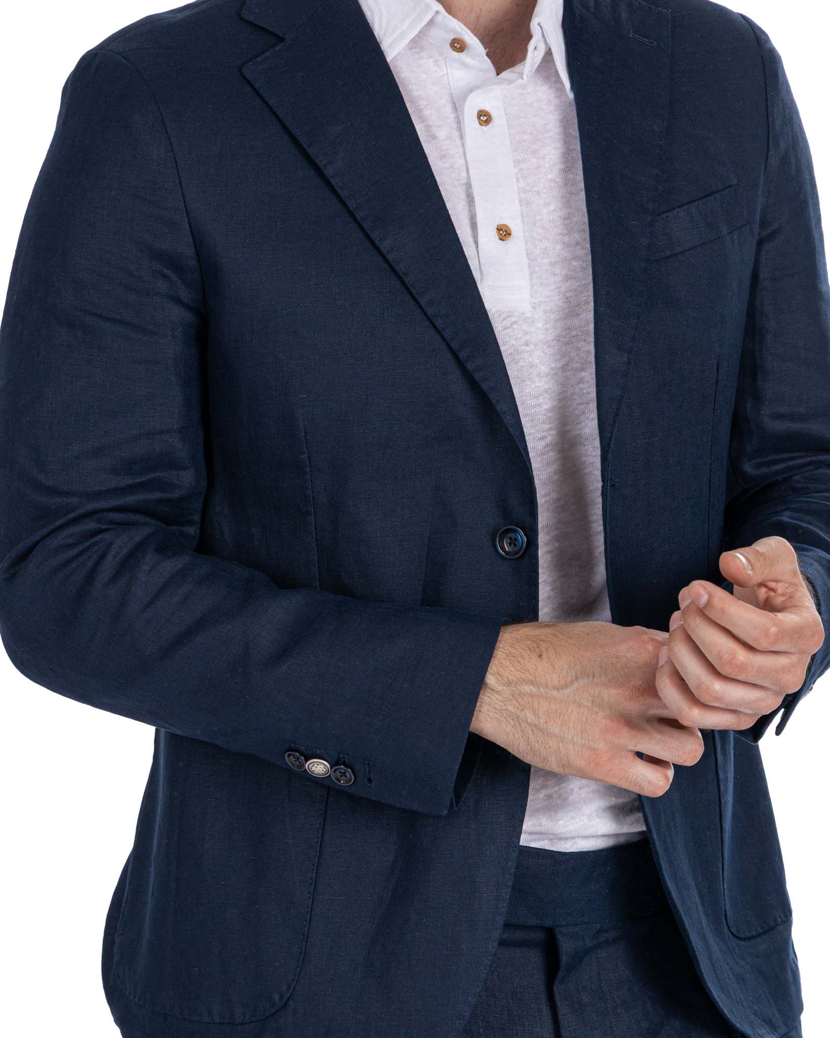 Veste Narni en pur lin bleu