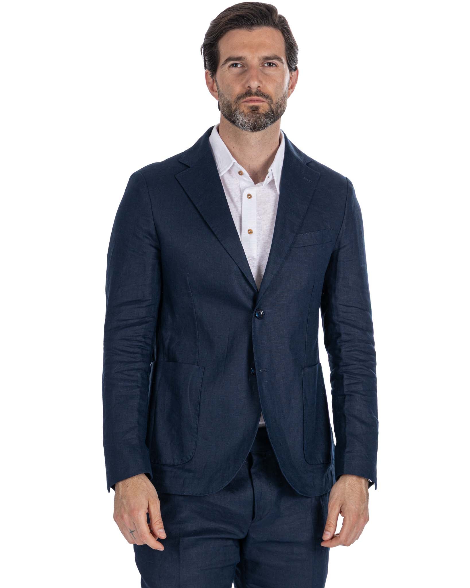 Veste Narni en pur lin bleu