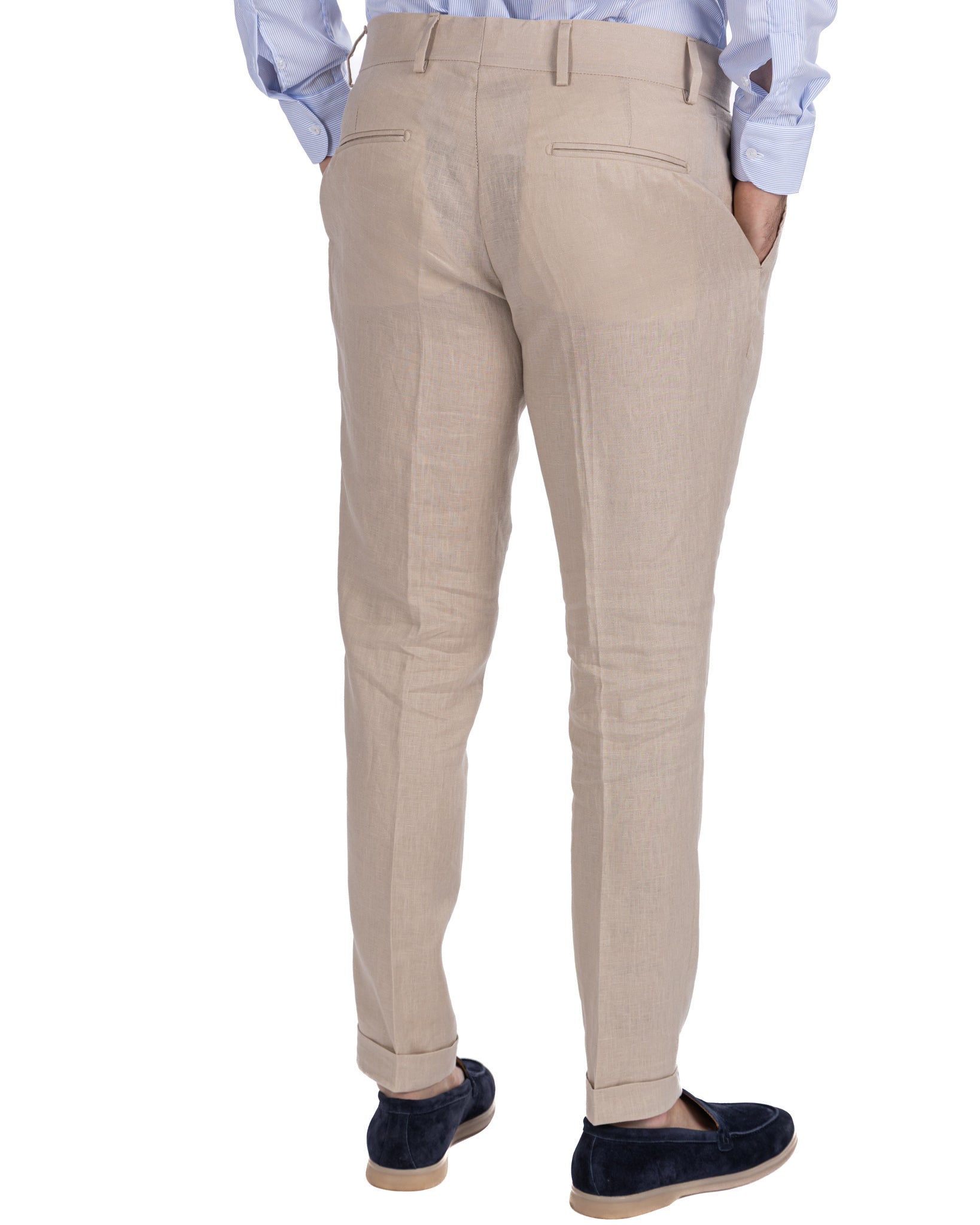 Pescaluse - high-waisted trousers in pure linen string