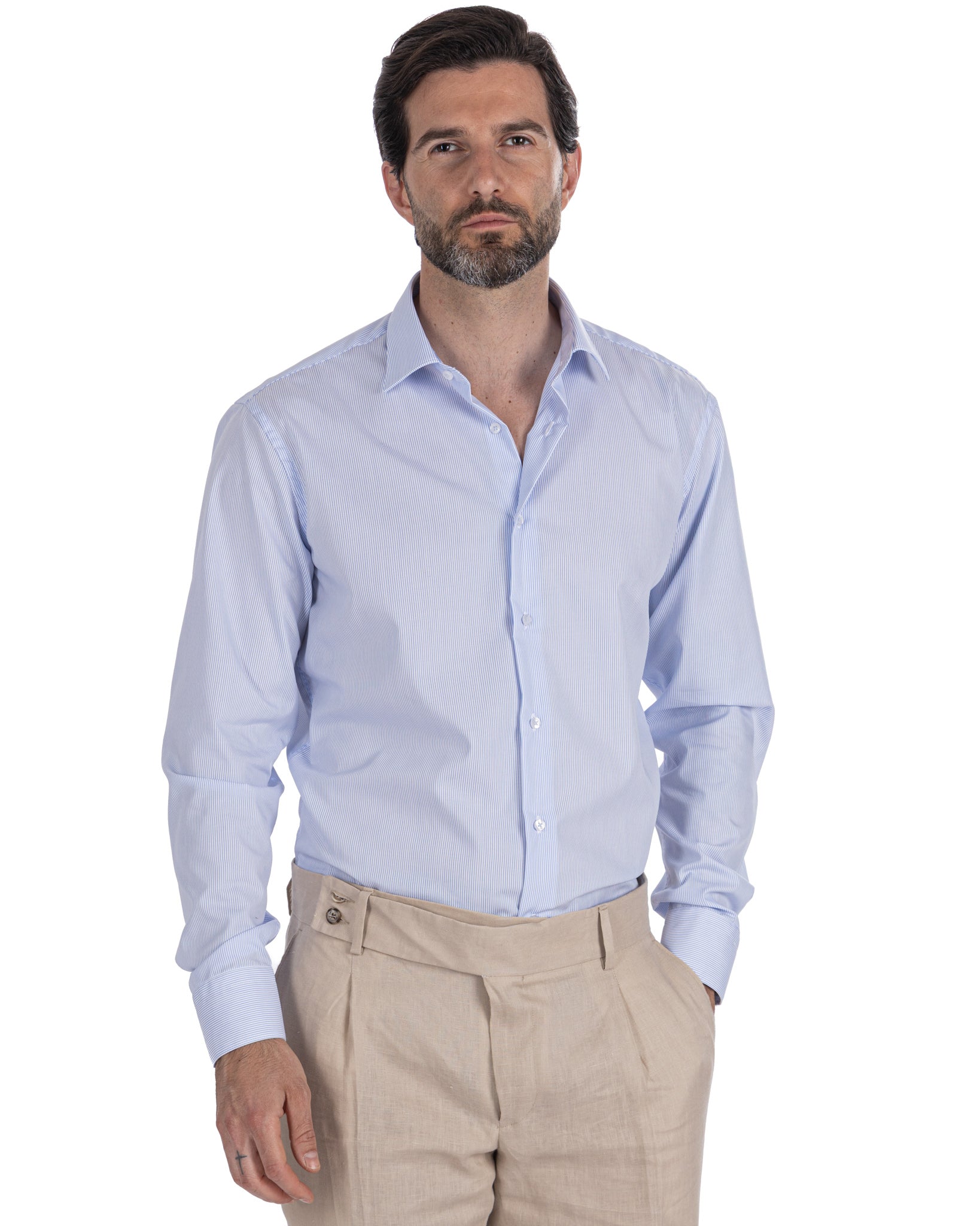 Beretta - camicia righe azzurre in cotone