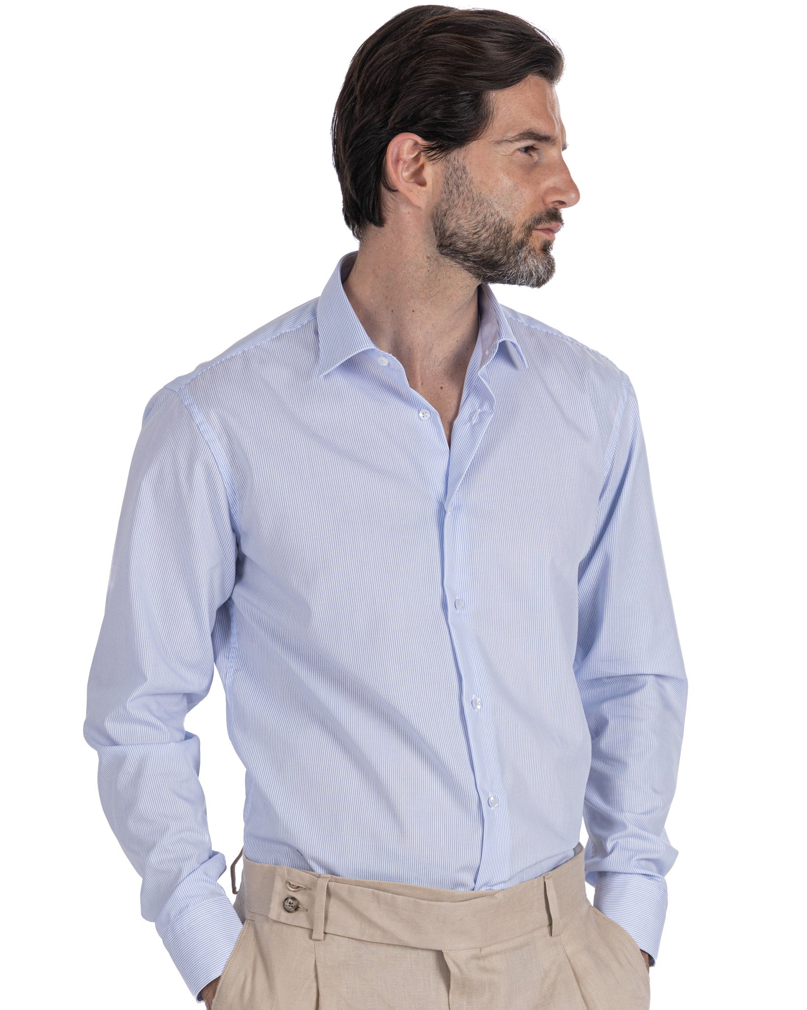 Beretta - camicia righe azzurre in cotone