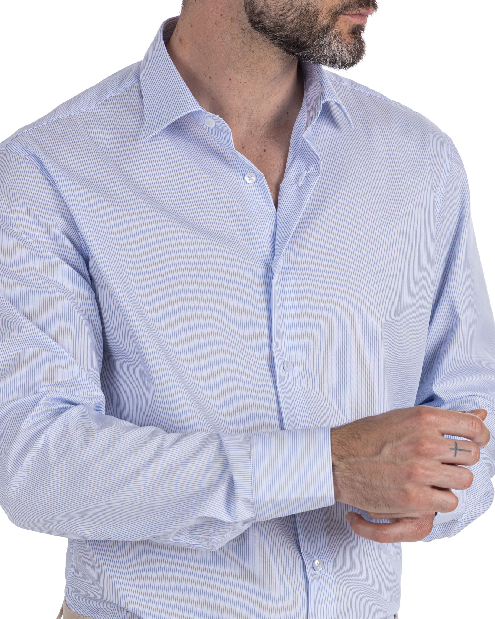 Beretta - camicia righe azzurre in cotone