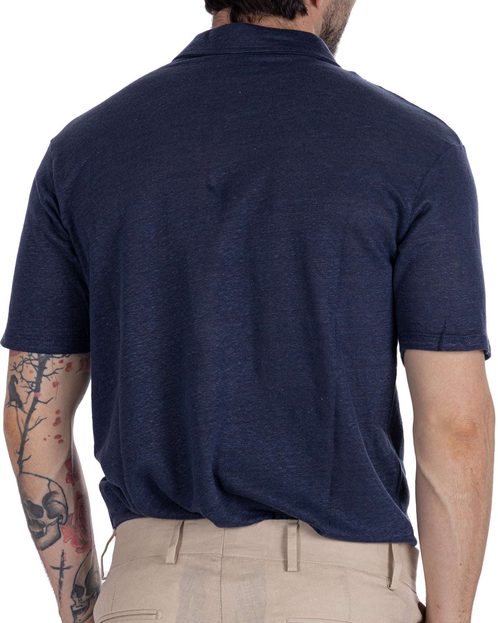 Marcos - polo in maglia in lino blu